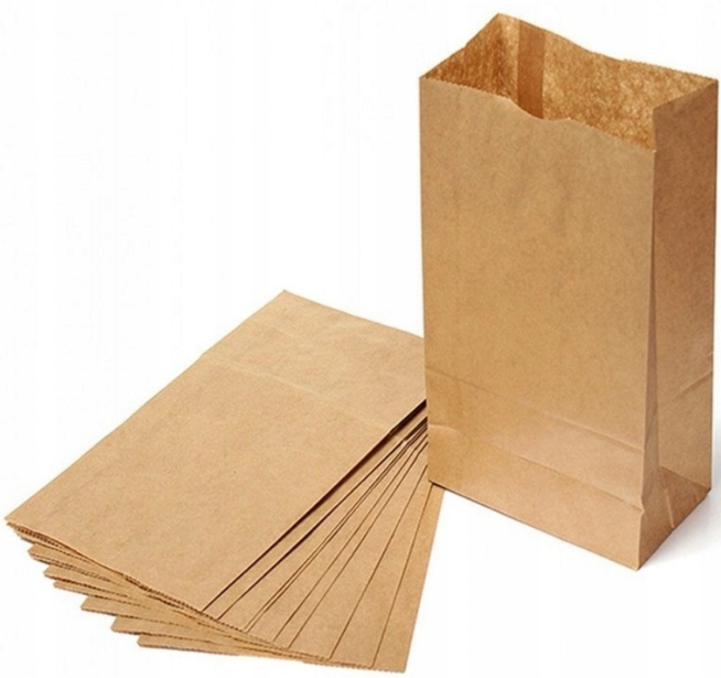 Torby torebki brązowe szare fałdowe 15x6,5x28 1000szt Ciastka pieczywo