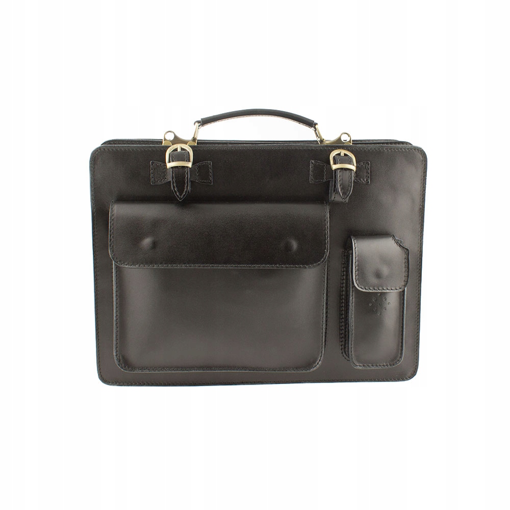 SKÓRZANA TECZKA AKTÓWKA MĘSKA DAMSKA SKÓRA NATURALNA GAZECIARKA CZARNA Kolor czarny