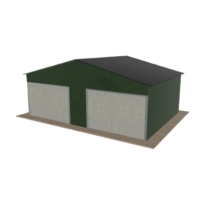 Plechová garáž 7x5 m, dvoupolohová, dvoupolohová, zelená