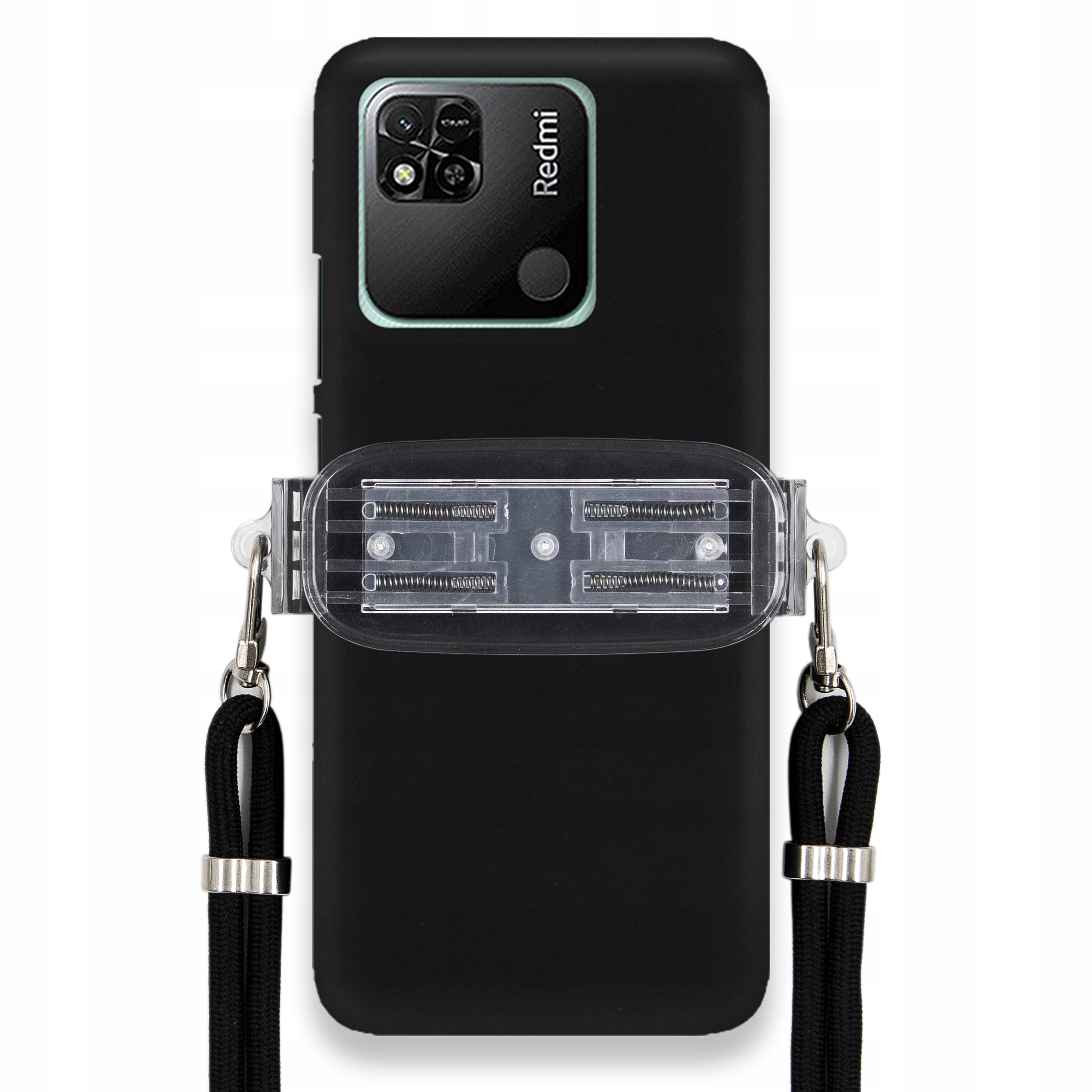 Puzdro Pre Xiaomi Redmi 10A Mat Čierne Puzdro Univerzálny Držiak Čierna Šnúrka