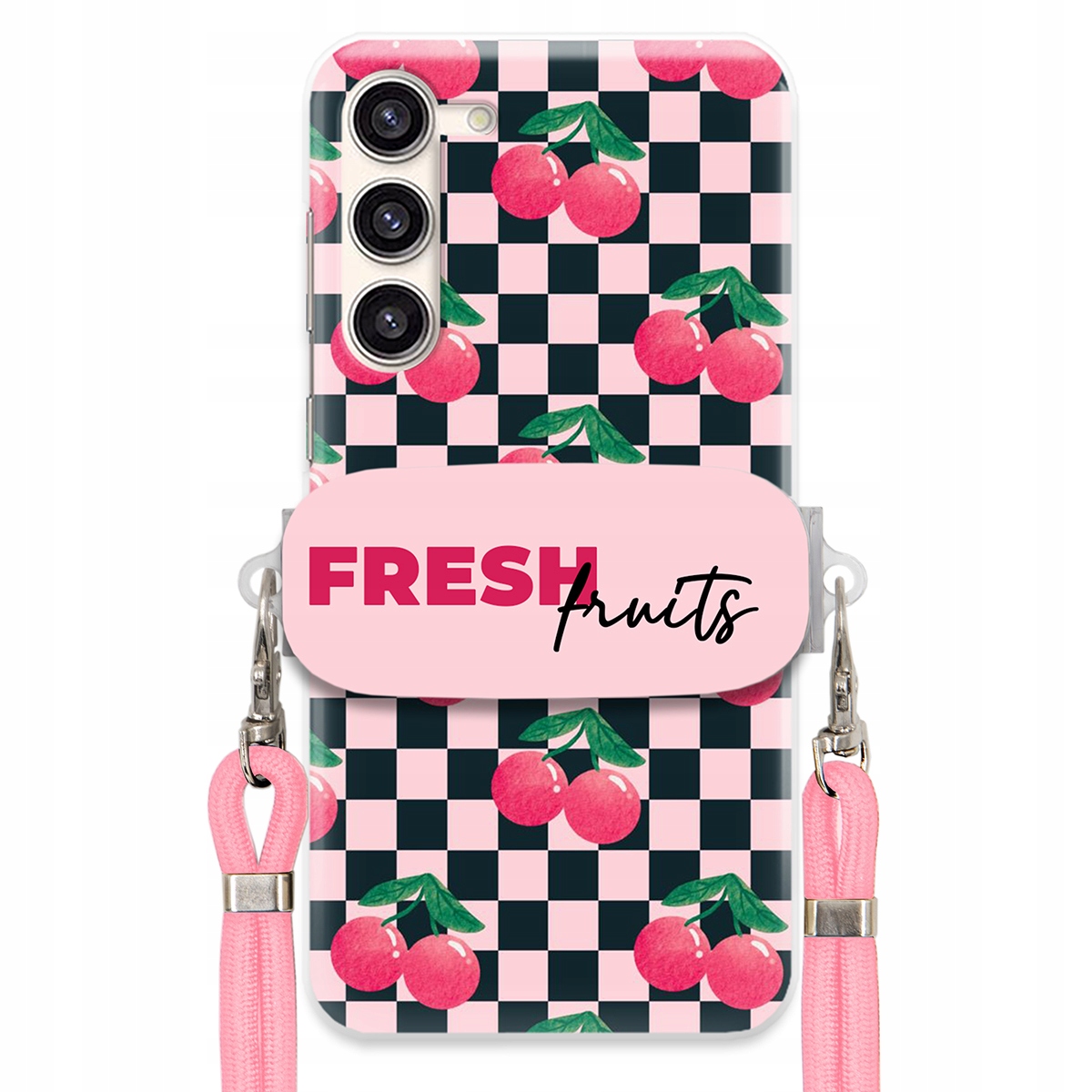 Pouzdro pro Samsung S23 Růžové vodítko Funkční úchyt Fresh Fruits Módní