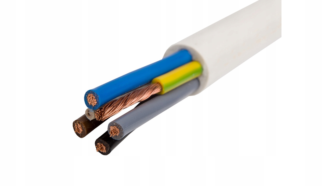 Kabel Przewód Owy 5x1,5 Linka Biały Krążek 100mb Elpar/nkt
