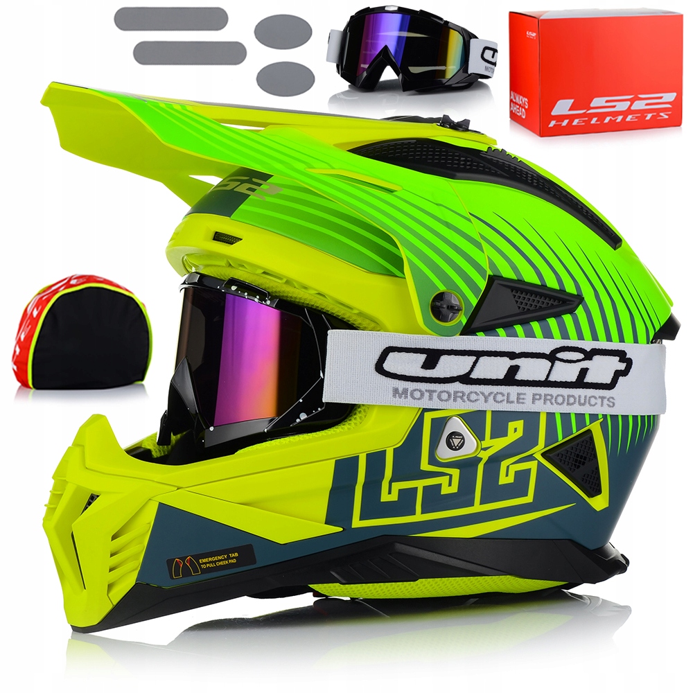 Motocyklová Prilba LS2 MX708 Fast II Duck Fluo Lehká Enduro Cross Atv Okuliare