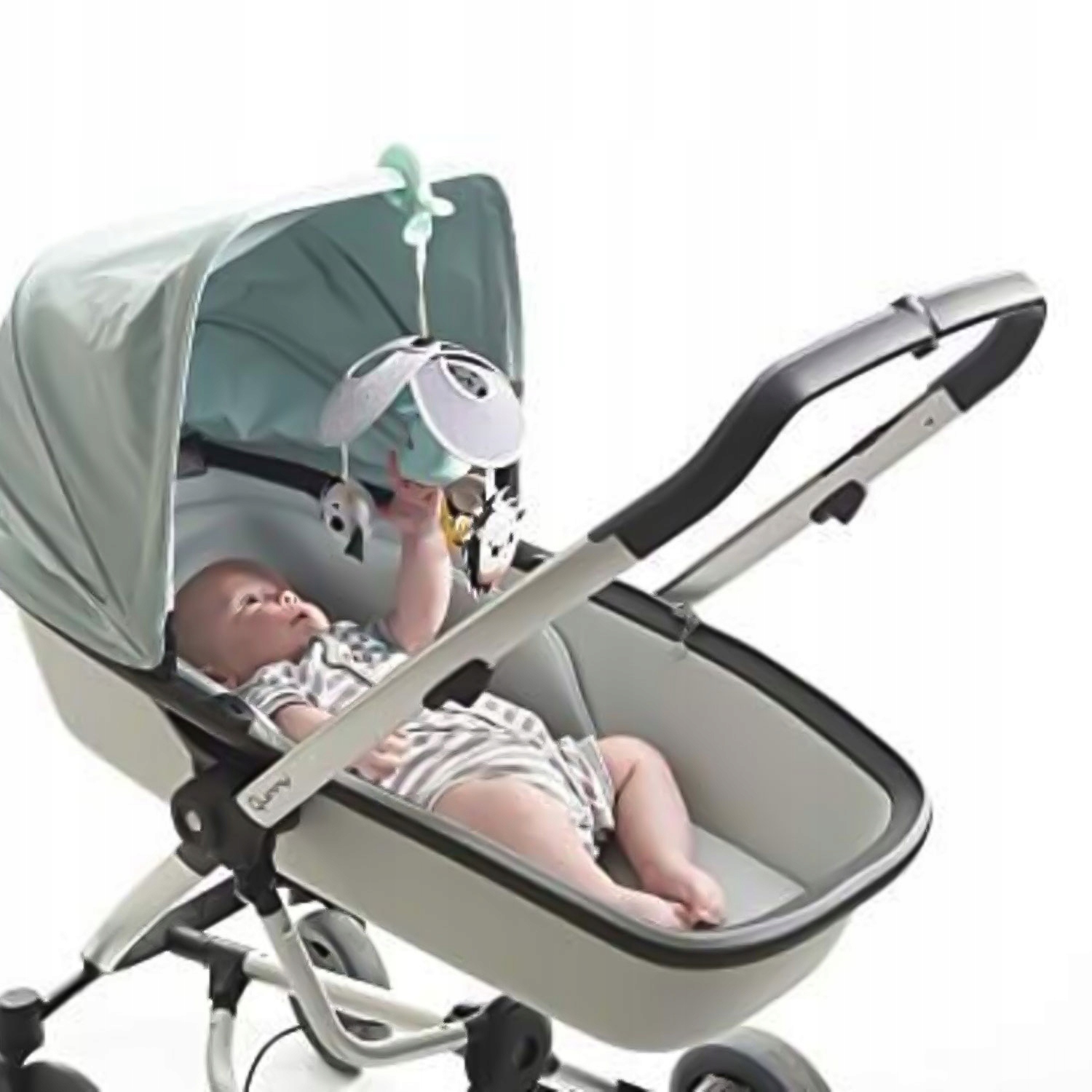 KARUZELA NAD ŁÓŻECZKO WÓZKA PODRÓŻNA KONTRASTOWA NA KLIPS DO FOTELIKA Materiał plastik tkanina