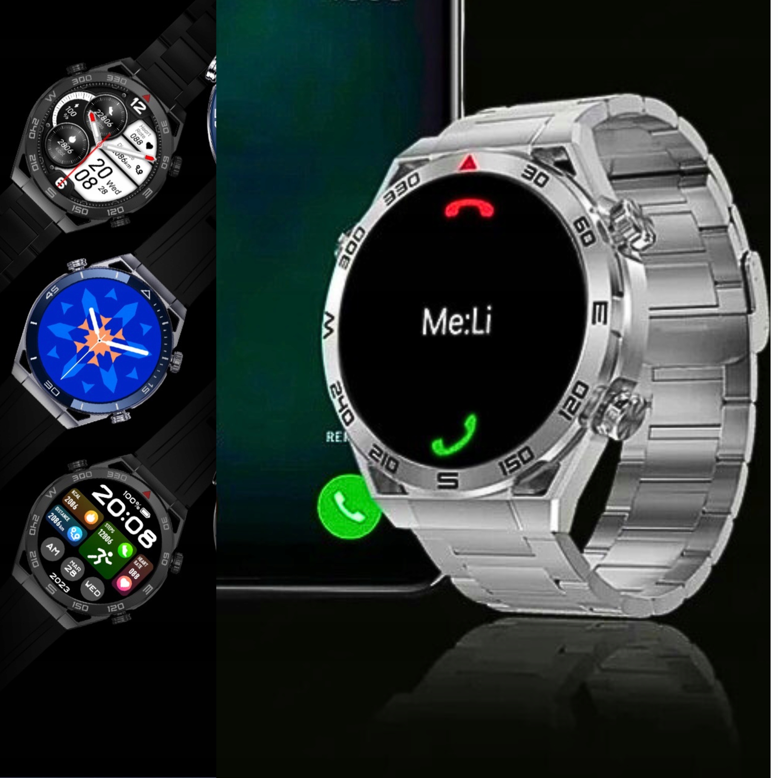 ZEGAREK SMARTWATCH DT ULTRA MATE MENU 360x360 PL WODOODPORNY ROZMOWY PULS Transmisja danych brak