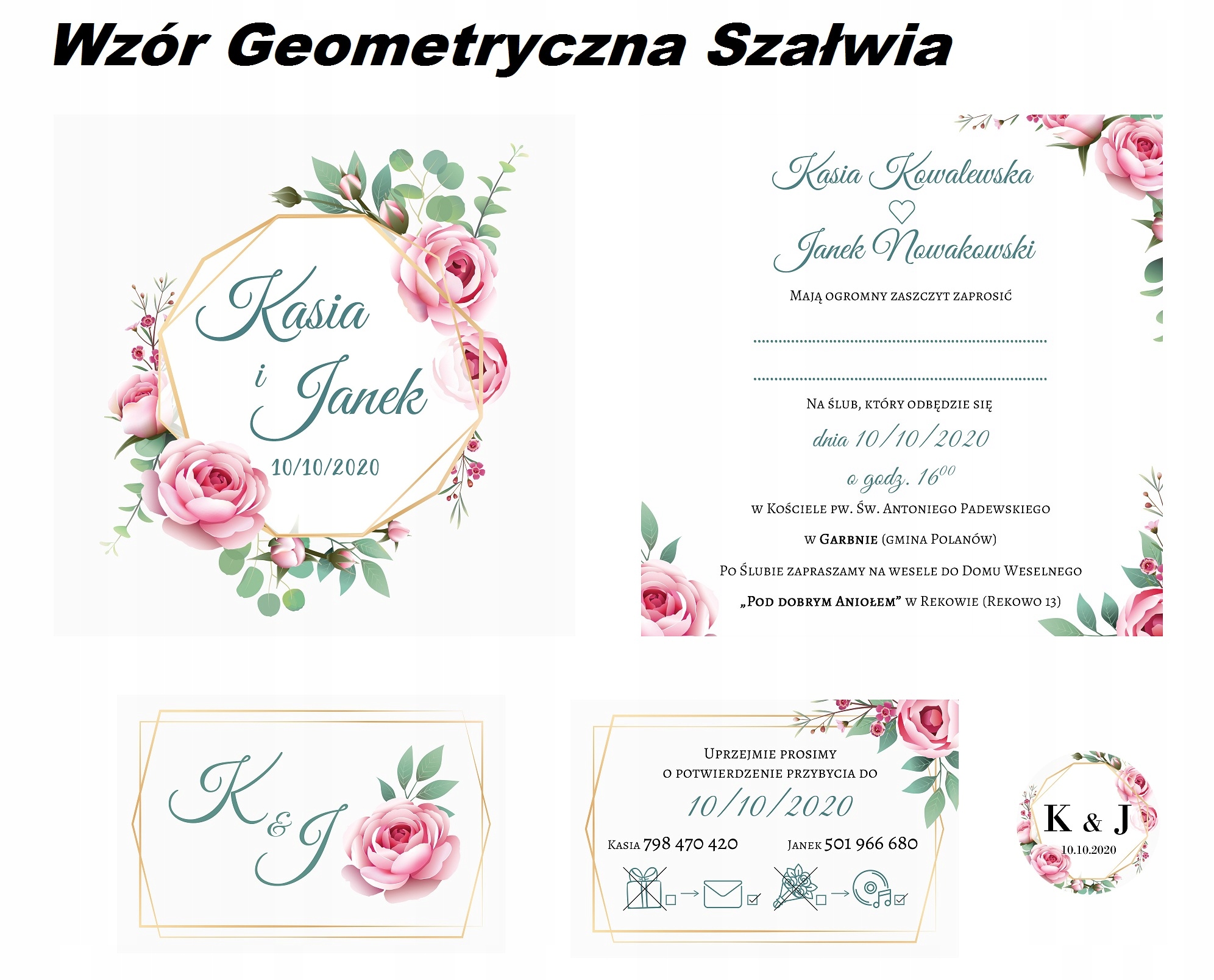 ZAPROSZENIA ŚLUBNE Ślub Boho RSVP 4w1 Twój Tekst! Zdobienie brak