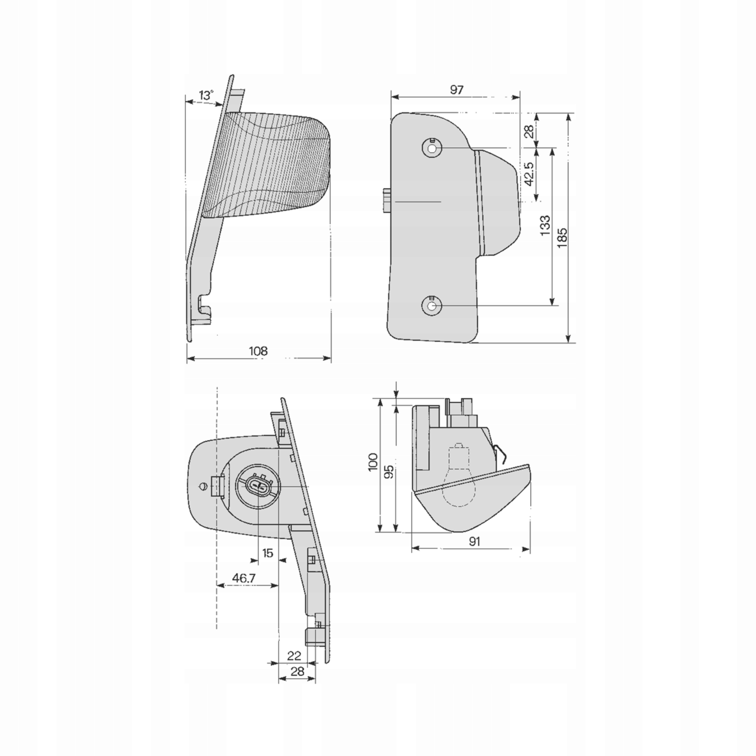 Универсальная задняя лампа Cobo 1012054