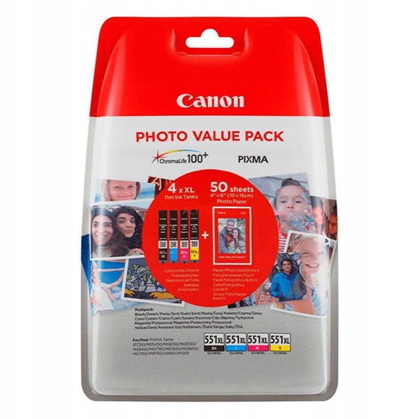 Canon CLI-551XL Bk C M Y Photo Value