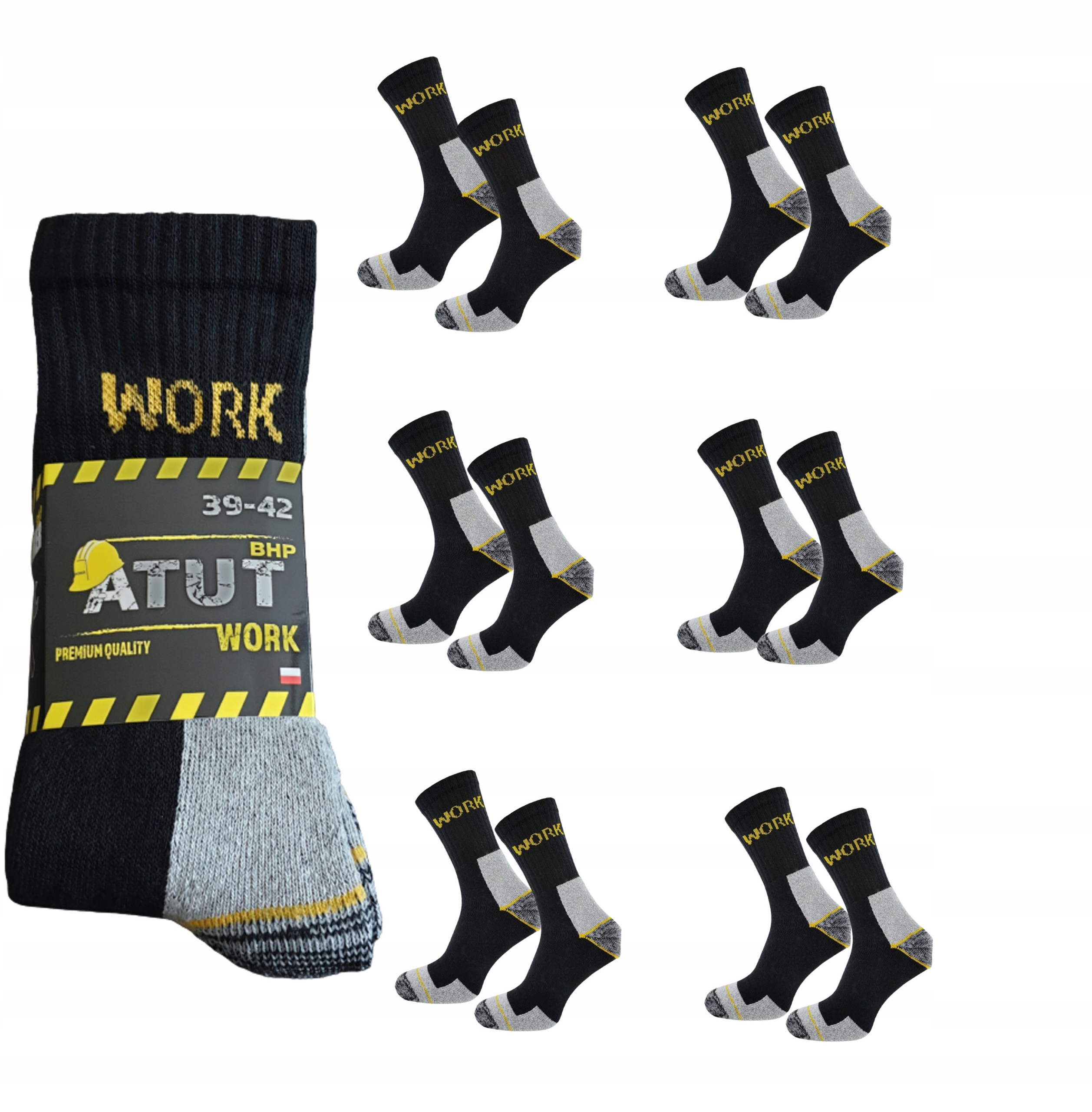 

6 Par Skarpet Atut Polskie Skarpety Work r. 39-42