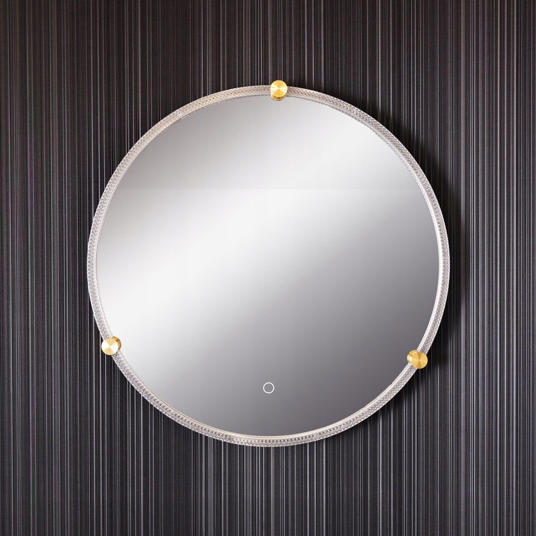 Krásne zrkadlo 60 cm s Led lampou glamour zlato, dotykový spínač do kúpeľne