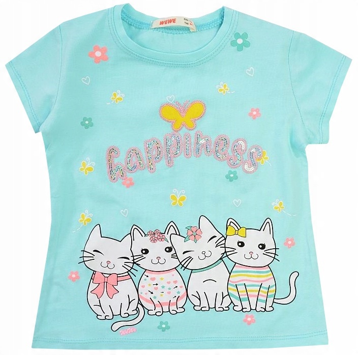 

Bluzka T-shirt Bawełna Kotki Kwiatuszki 128 H300j
