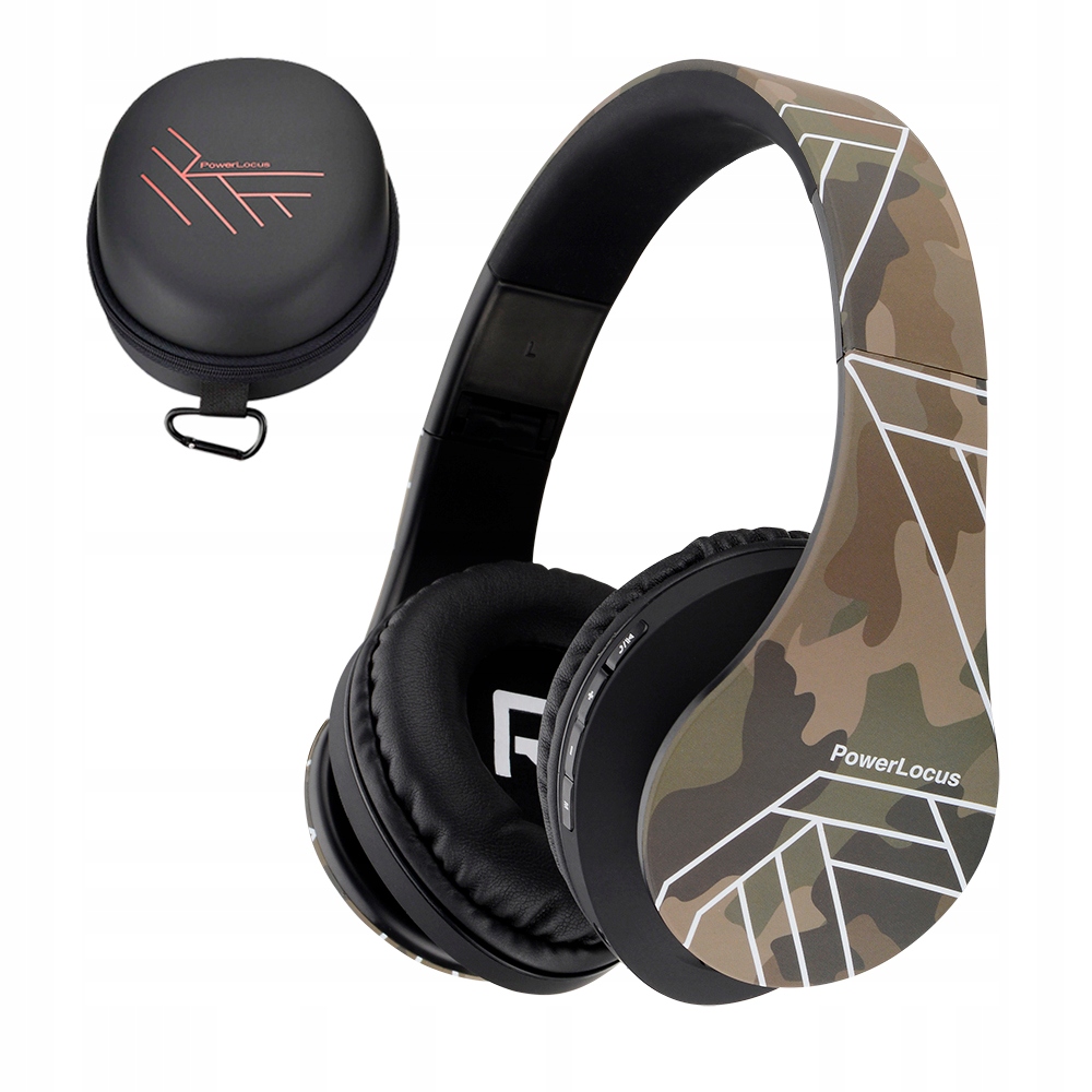 Sluchátka PowerLocus bezdrátová Camouflage Bluetooth microSD Fm