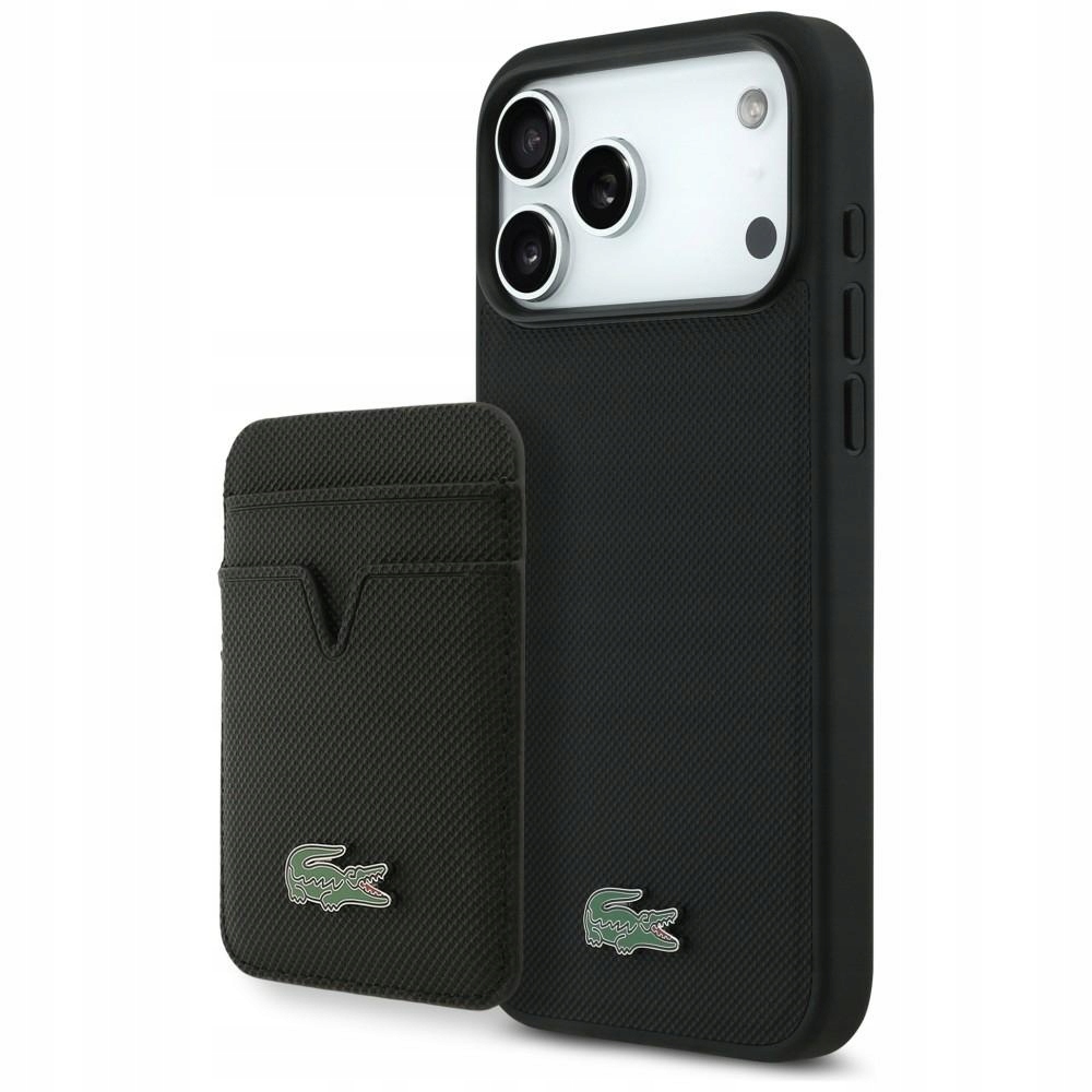 Sada Pouzdro peněženka Lacoste Petit Pique MagSafe pro iPhone 17 Pro Max černá