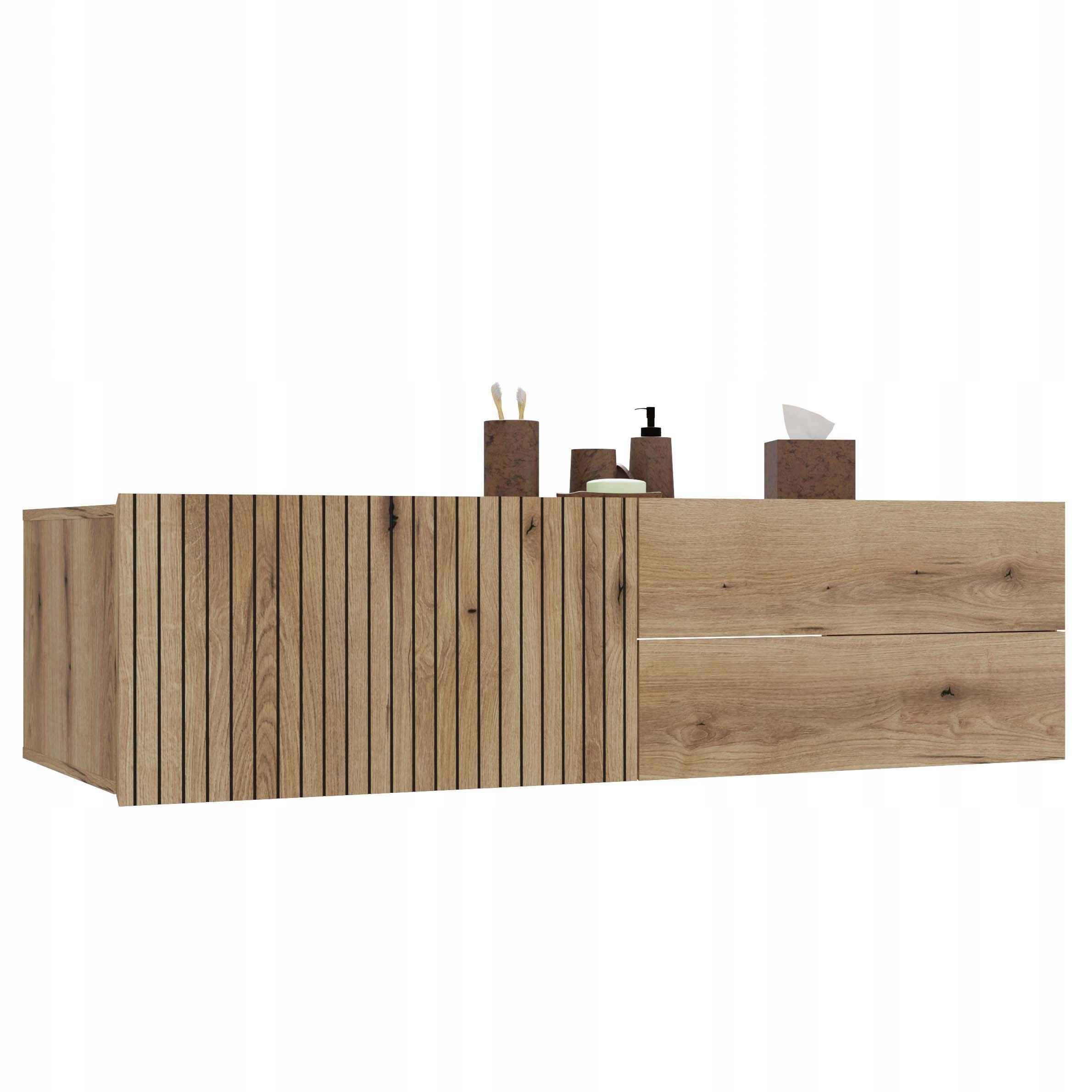 Szafka Pod Umywalkę Tigo 1D2S Dąb Evoke 140 CM 2 Szuflady Ryflowany Front W