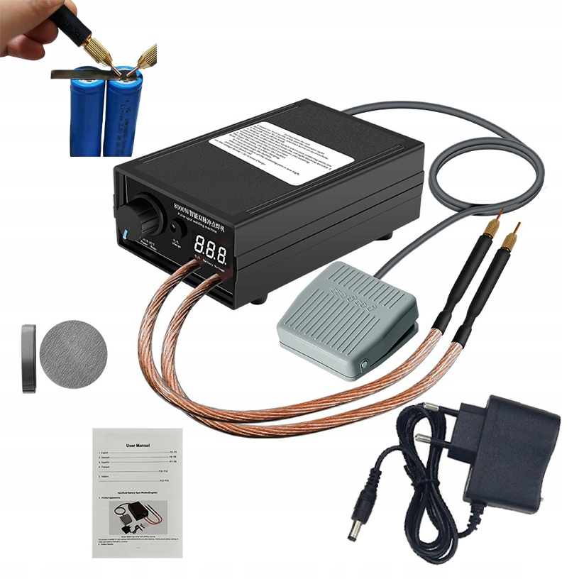 Bodová Svářečka 8000 W Proud 0-1200 A Niklové Pásky 0.1-0.3 MM Baterie 9600 Mah