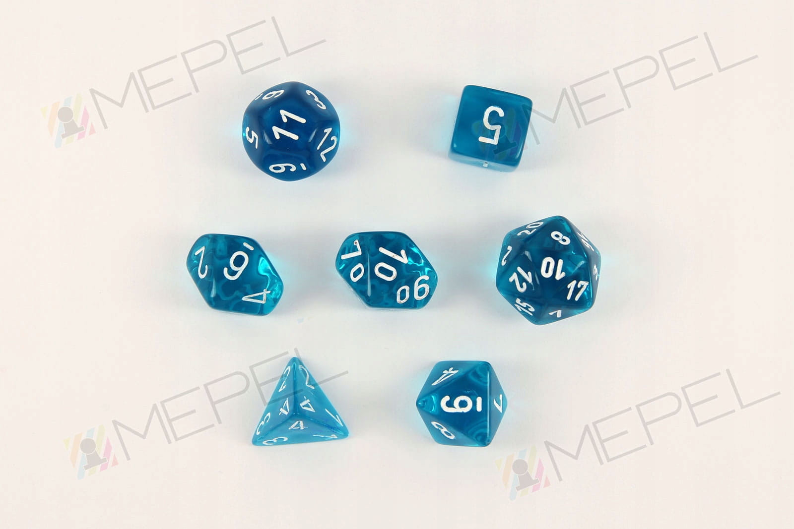 Kości Chessex zestaw 7 kostek Translucent Teal/w