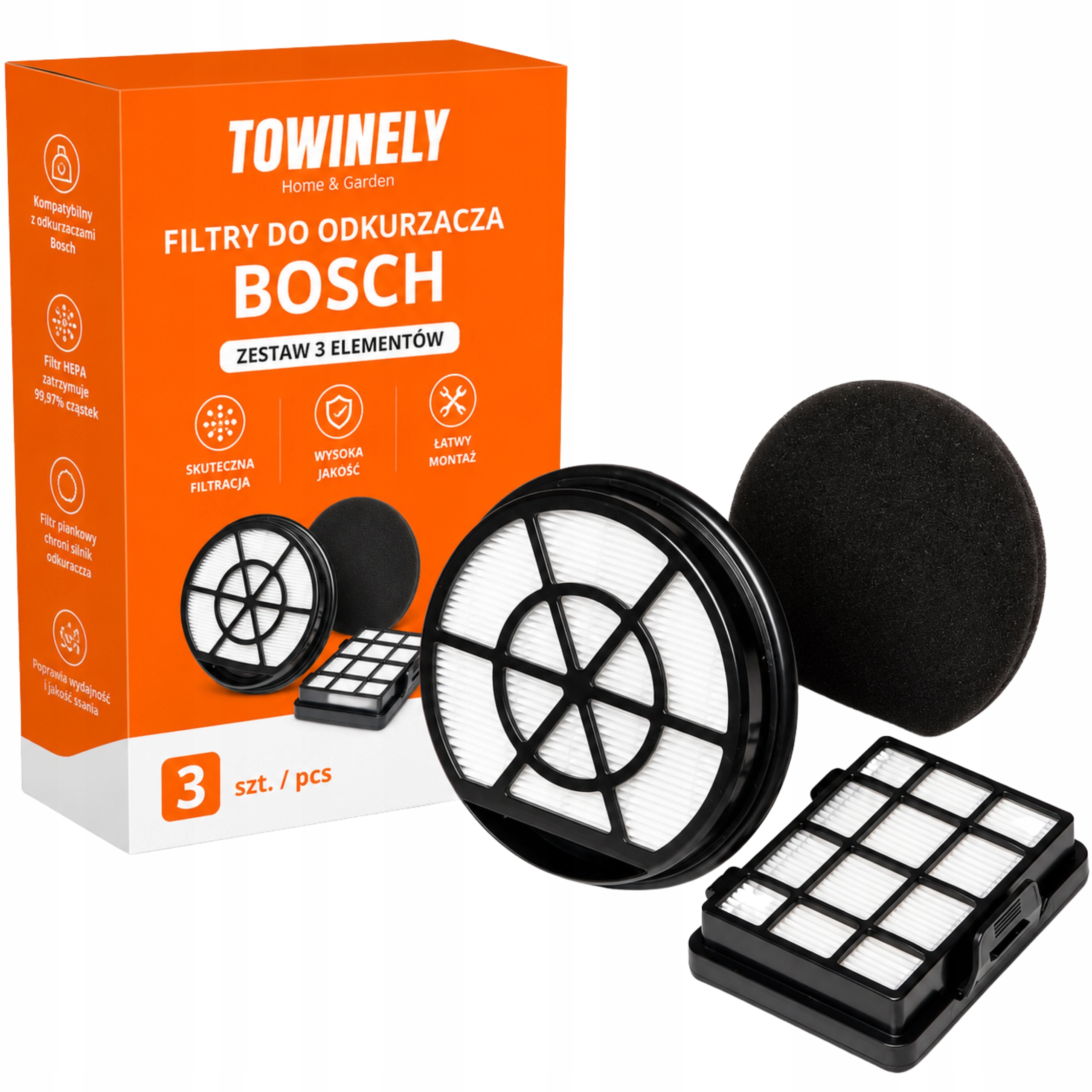 Filtry Do Odkurzacza Bosch Serie 2 Bgc Bgs BBZ152EF Filtr Hepa Zestaw 3 szt