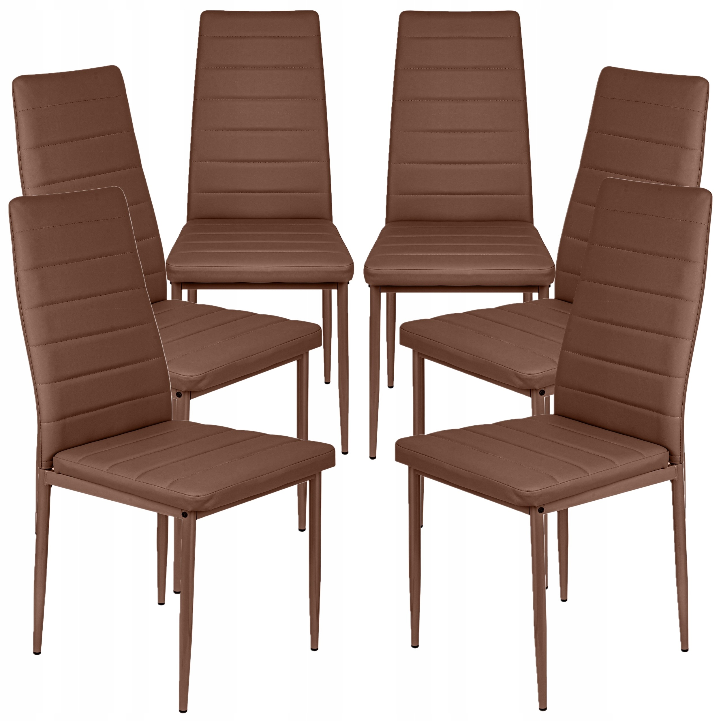 6 x Krzesło Brązowe Ekoskóra Tapicerowane Salon Jadalnia Vito