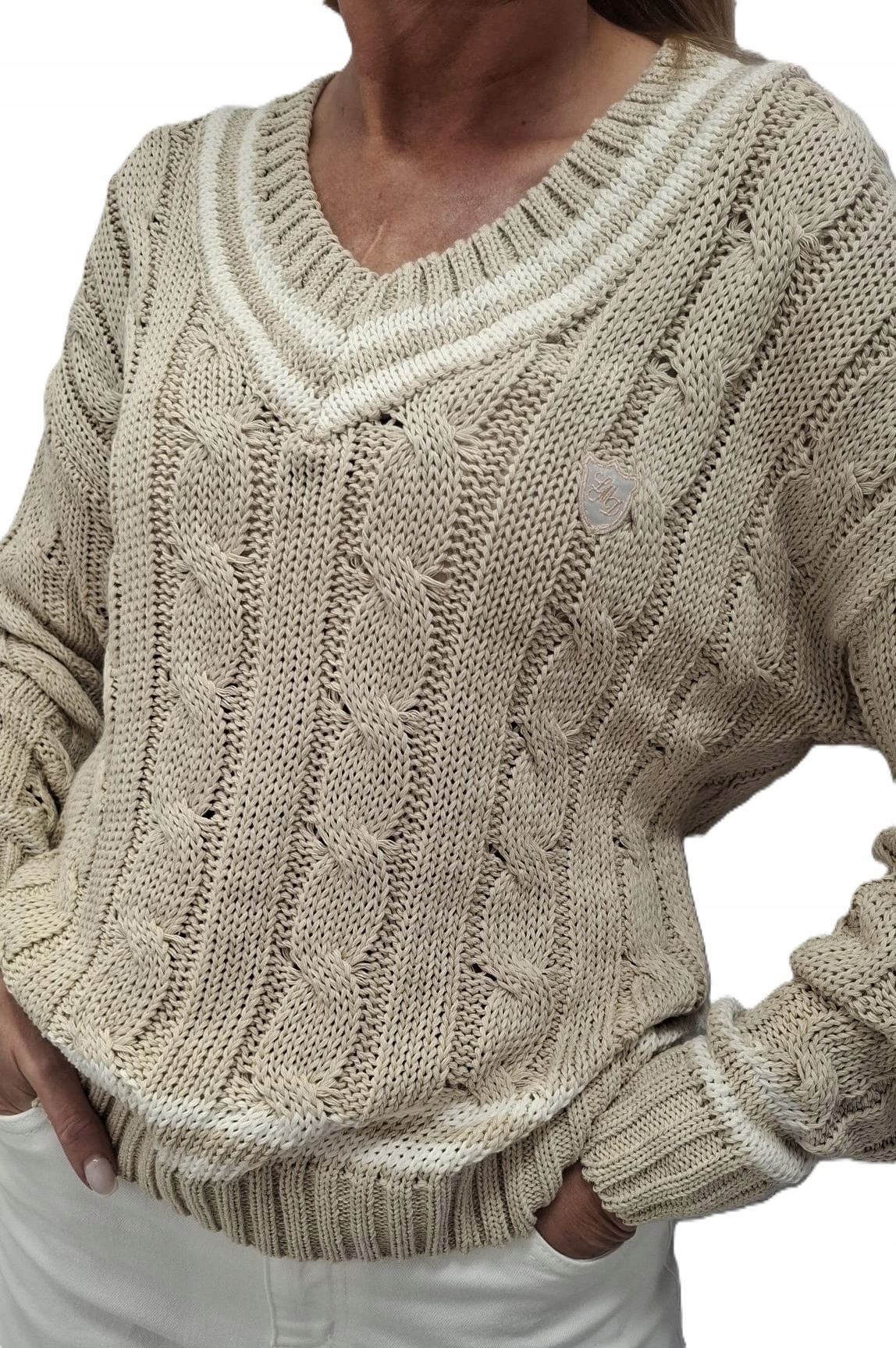 Lemonada Svetr se sýrem a výstřihem do V Béžová Ecru Uni