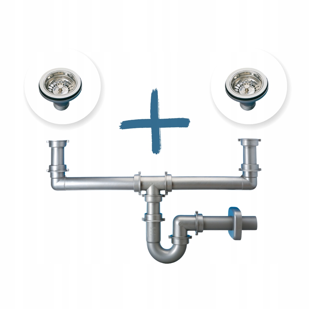 Priemyselný kuchynský sifón pre dvojkomorové umývadlá fi 50 sitko