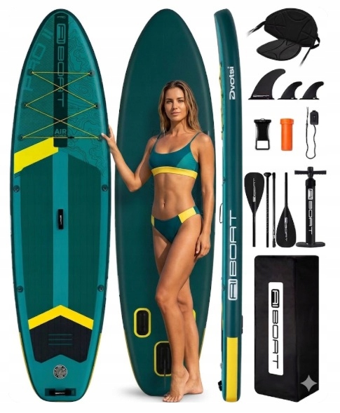 Sup Deska Nafukovací Pro Plavání Paddle Stand Up Set Tmavě Zelená