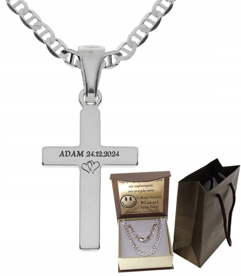 Stříbrný Plný Řetízek Pro Muže Gucci S Křížkem Ryzost 925 Gravírování Bonus