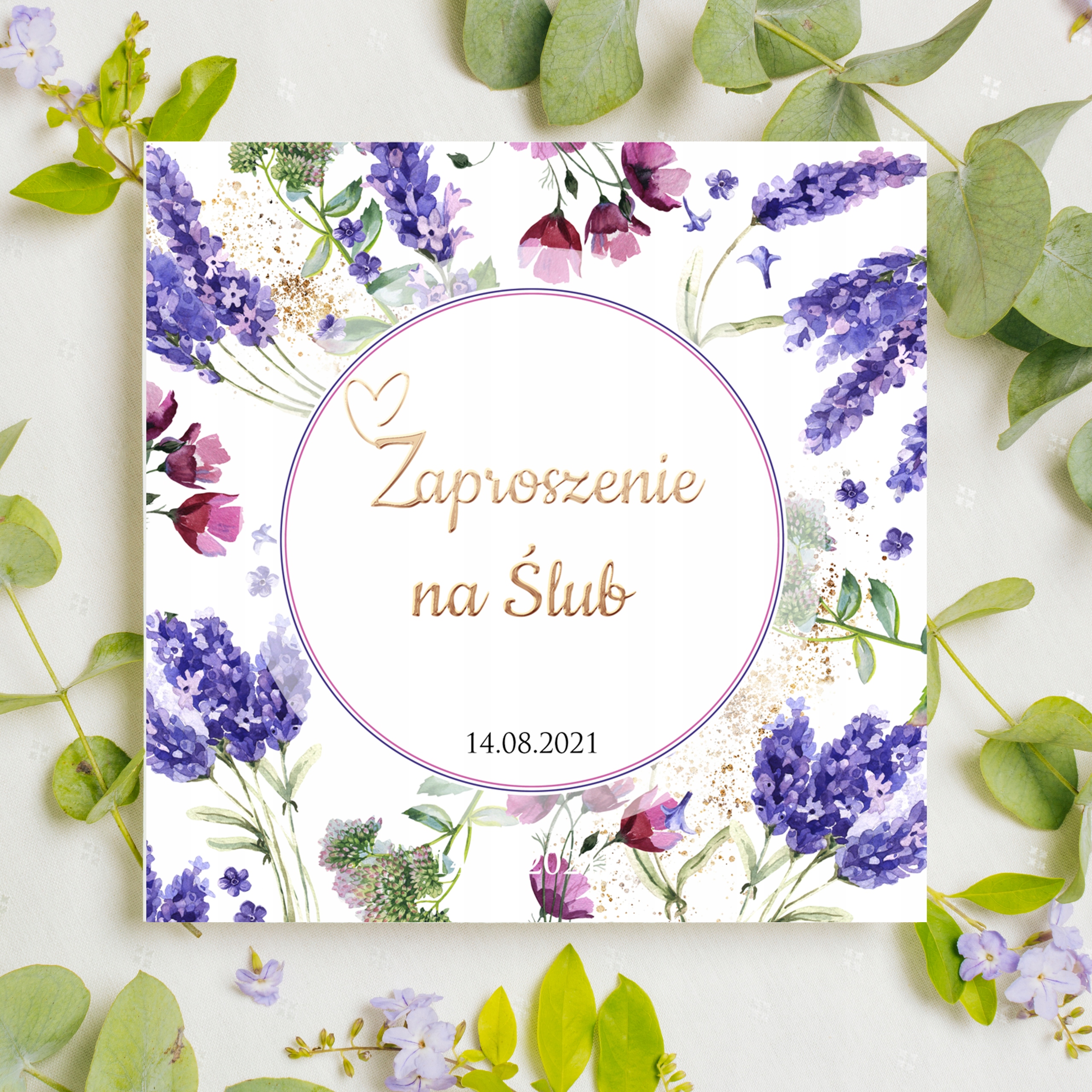 Zaproszenia ślubne LAWENDA koperta PAPIER PERŁOWY Kod producenta Lawendowe pole