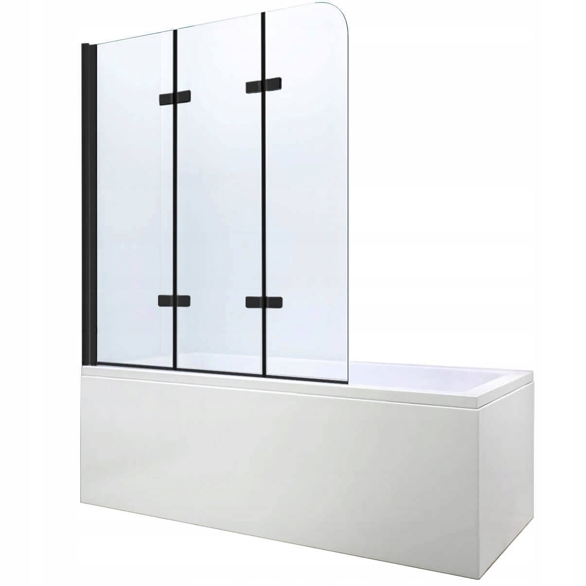 Černý Paraván Na Vanu 3-KŘÍDLOVÝ Skleněný 120 CM