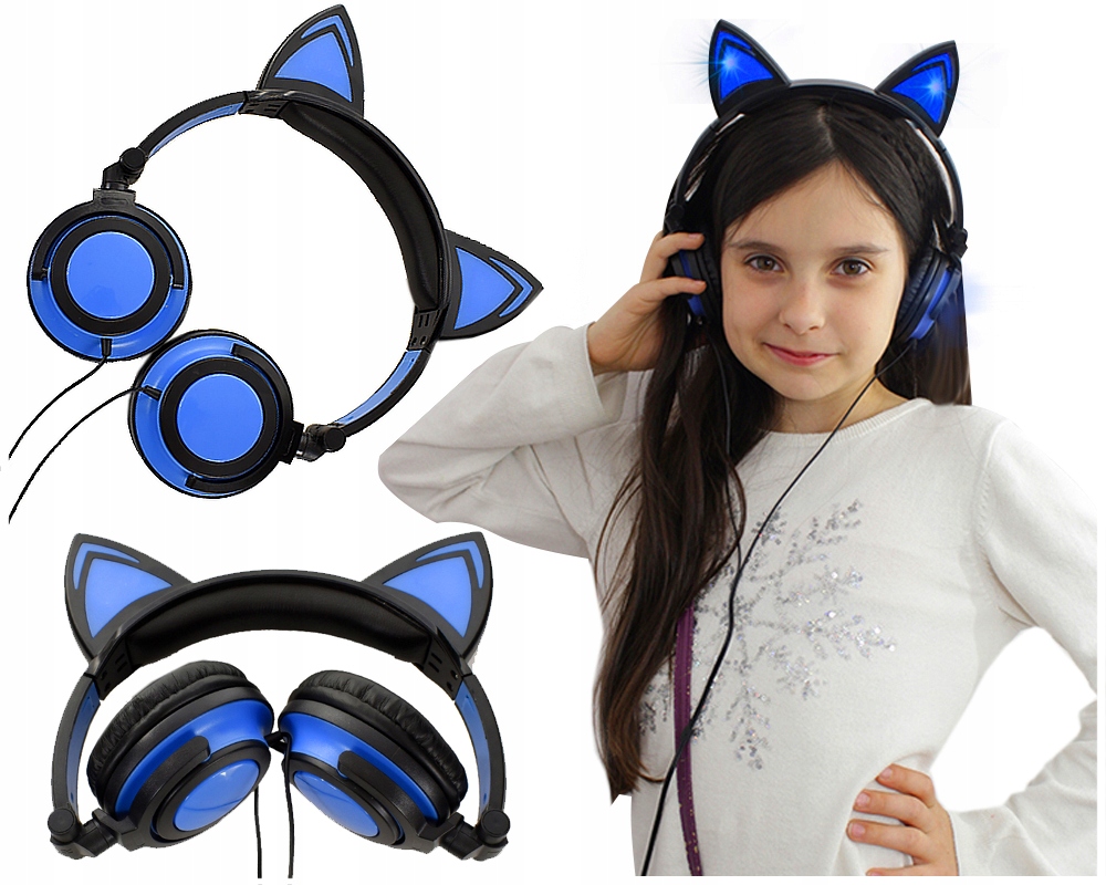 

Słuchawki Dziecięce Kocie Uszy Do Telefonu Tableta