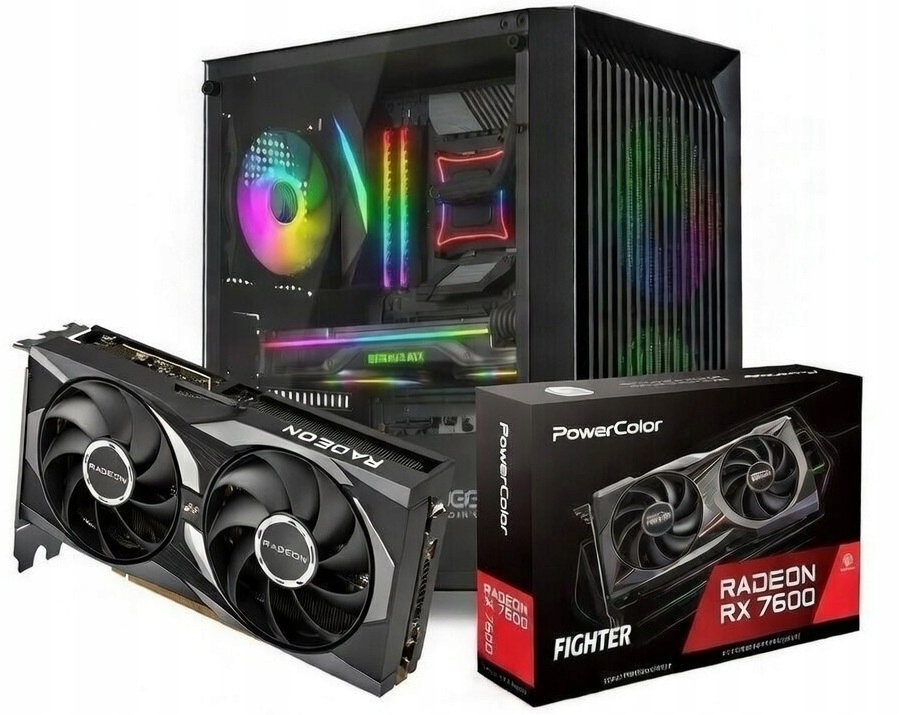 Komputer stacjonarny AMD Ryzen 5 | 16 GB RAM | RX 7600 | SSD 480 GB | Wi-Fi
