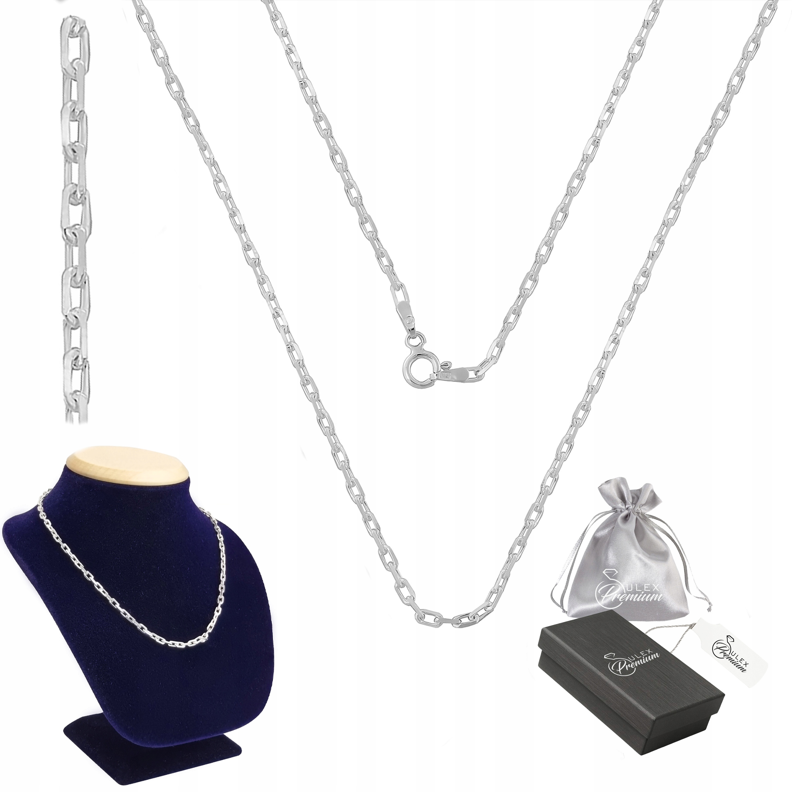 stříbro Řetízek s diamantovou kotvou 925 na přívěsky 45 cm x 2 mm