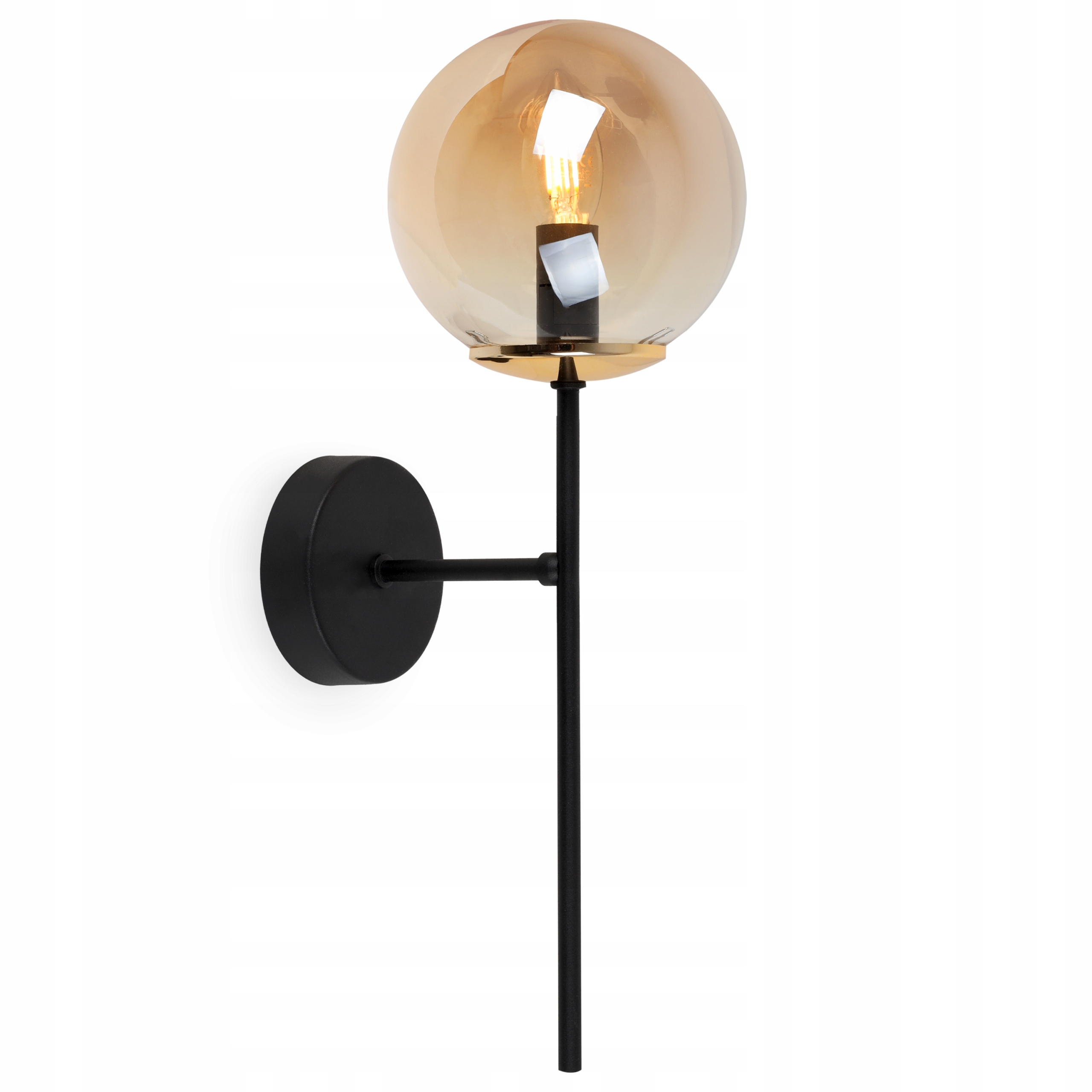 Nástěnná Lampa Černá Zlatá Skleněná Lampa Loftová Koule Do Obývacího Pokoje Kuchyně 45 CM