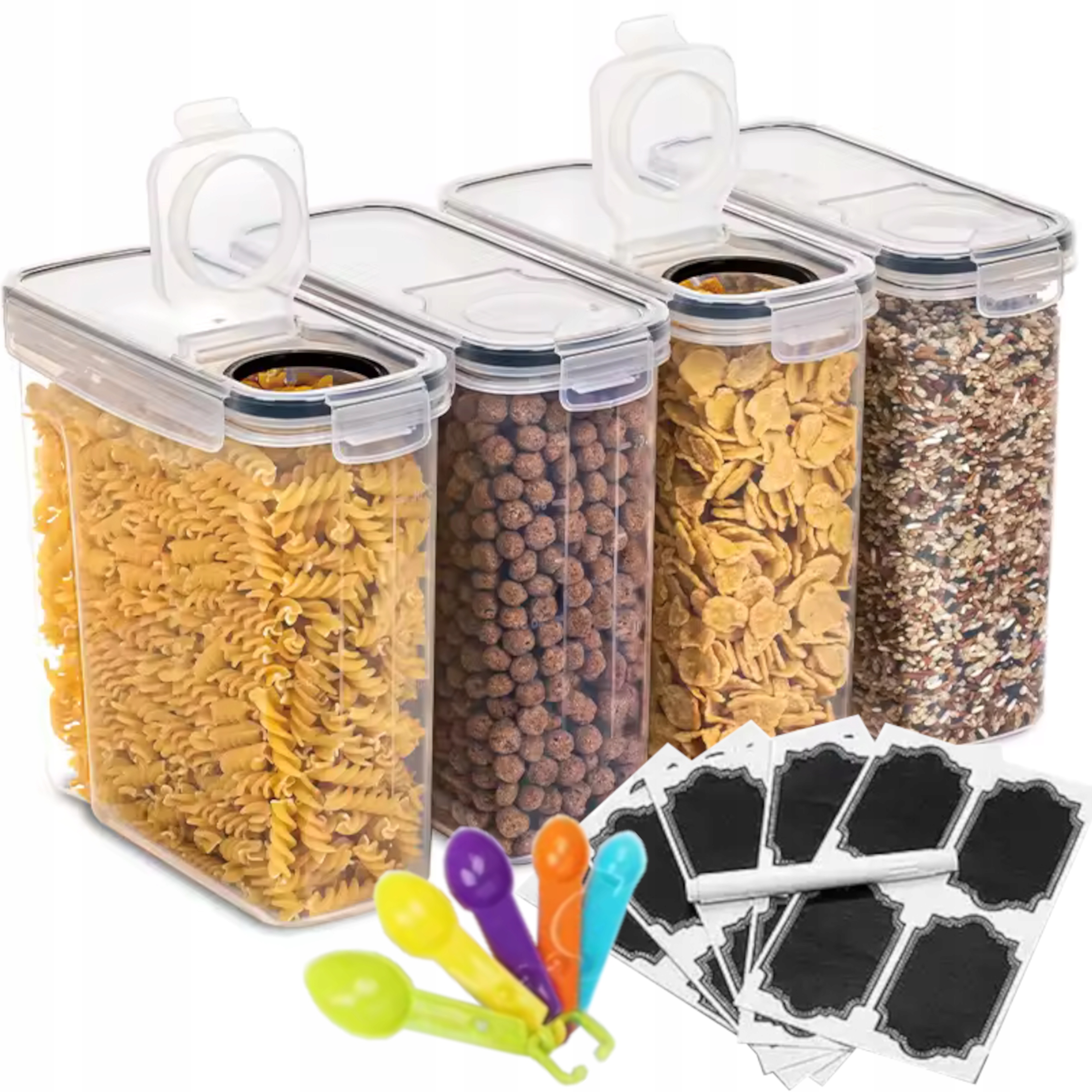 4 x Plastové Uzavíratelné Nádoby Na Potraviny Na Těstovinové Vločky