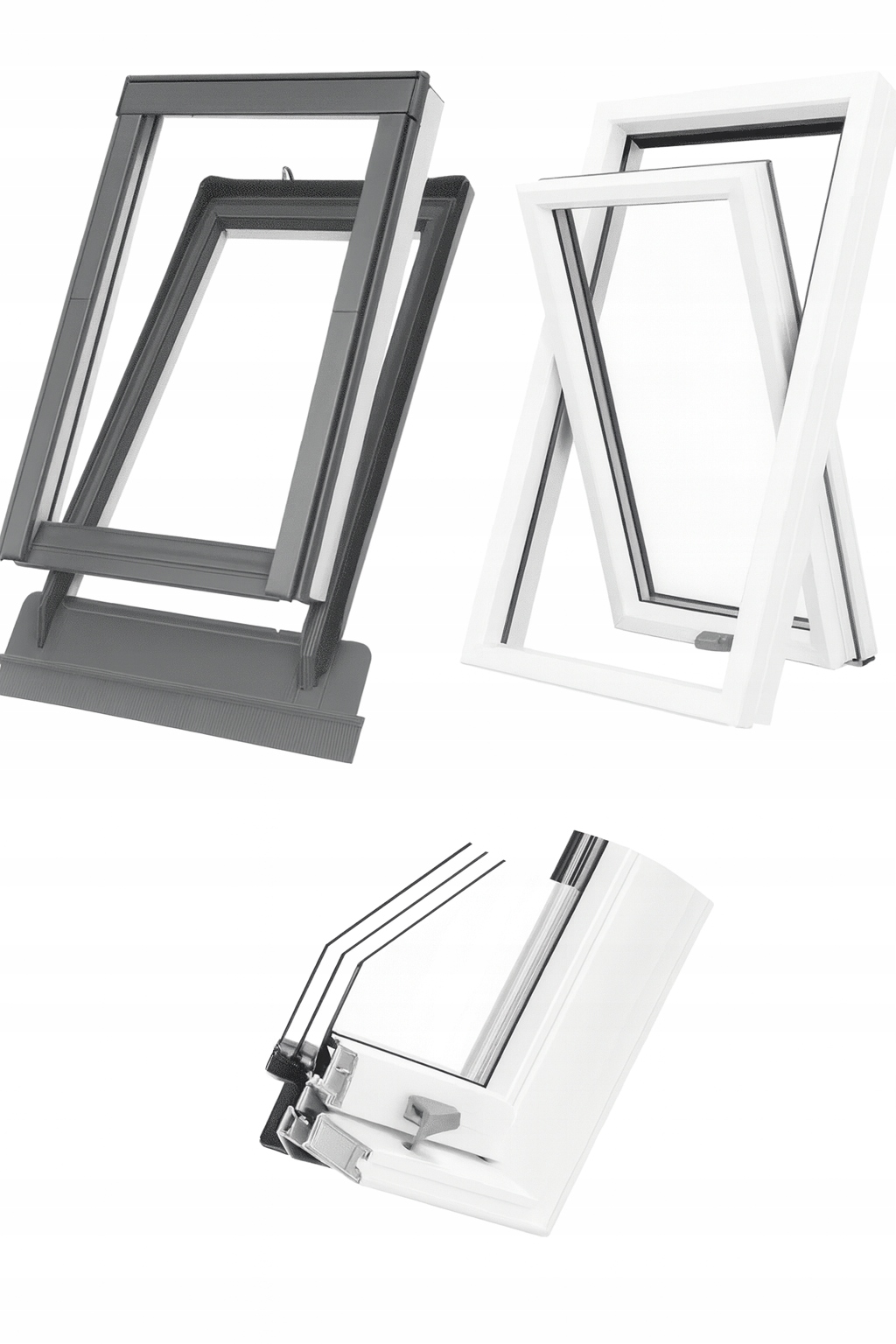 3 окна крыши ПВХ 78x118 фланец