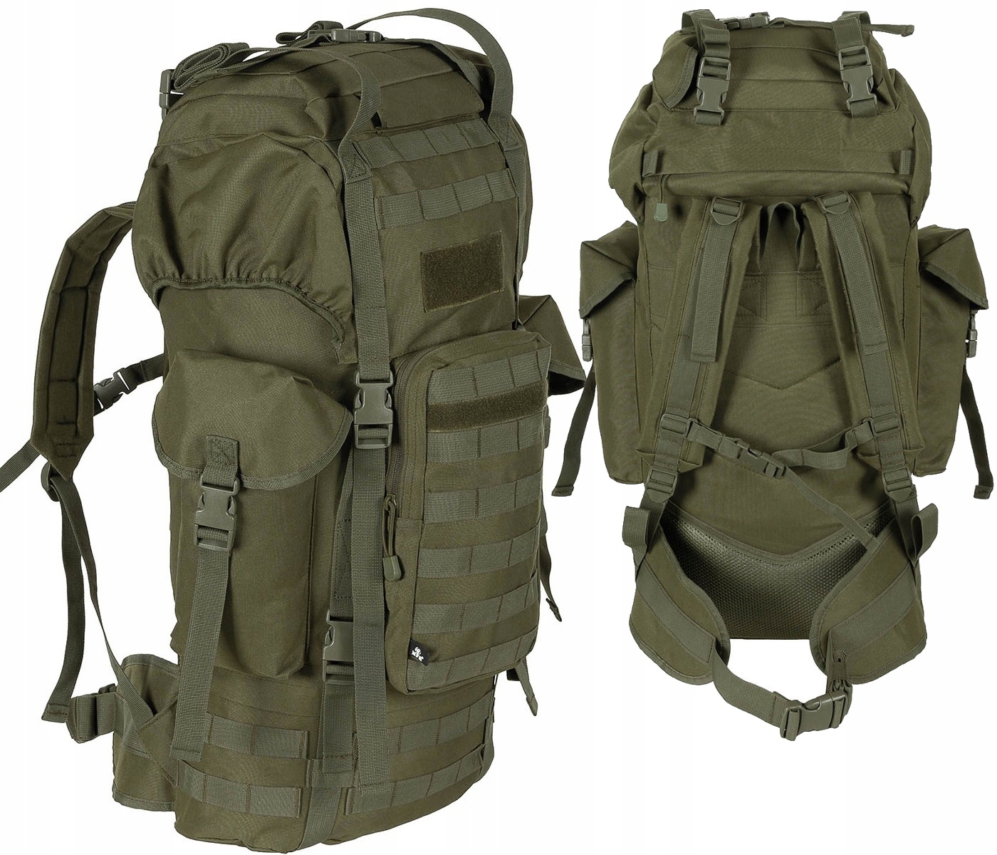 Velký batoh Bw Molle hliníkový rám 65 l olivová barva
