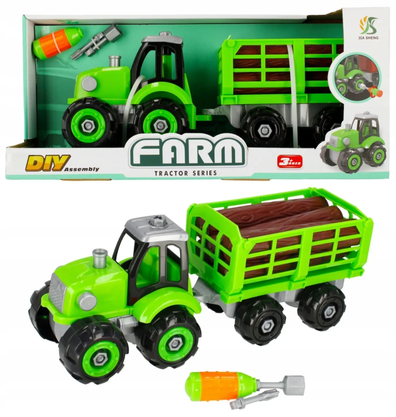 

Traktor do skręcania z przyczepą do bali drzewa