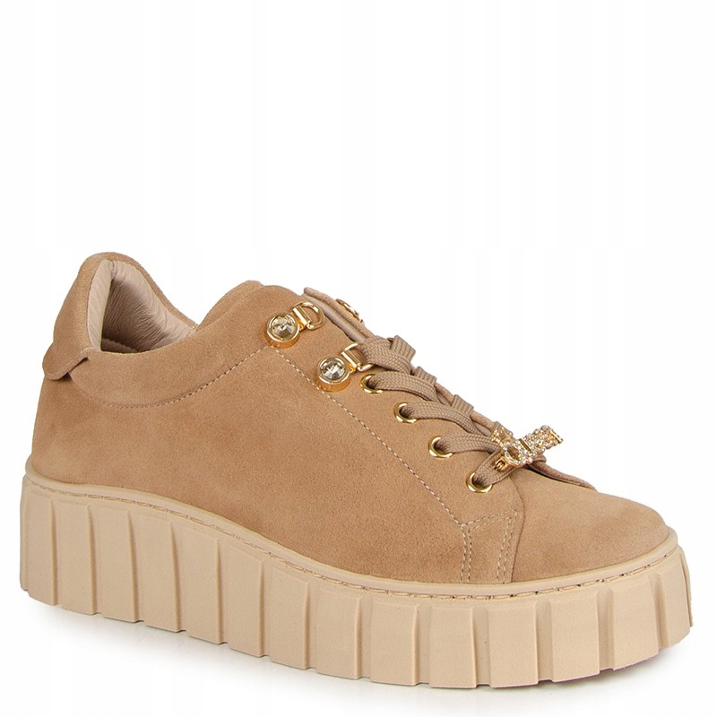 Karino 5169 Béžové Kožené Tenisky Na Silné Podrážce 39