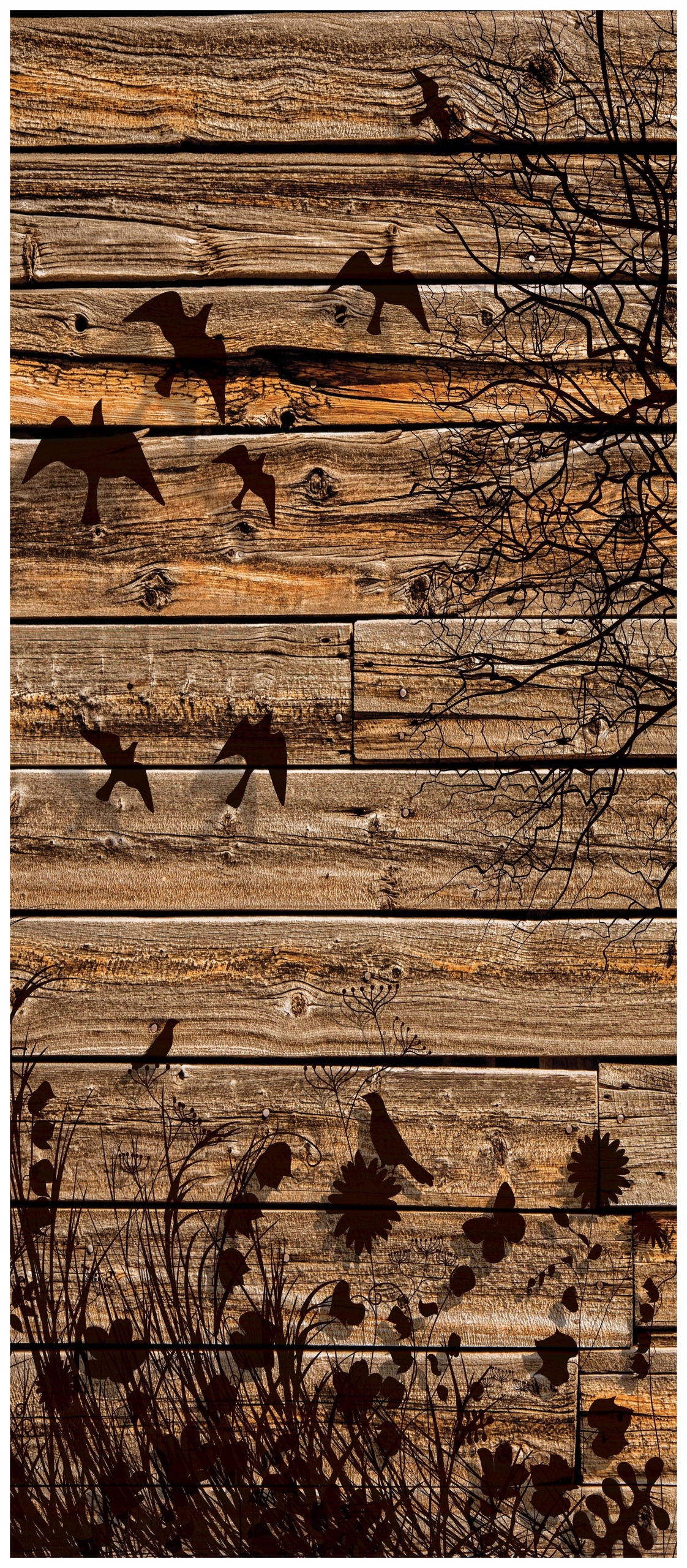 Fototapeta Strom ptáci Eko rustikální minimalismus příroda 91x211 lepidlo