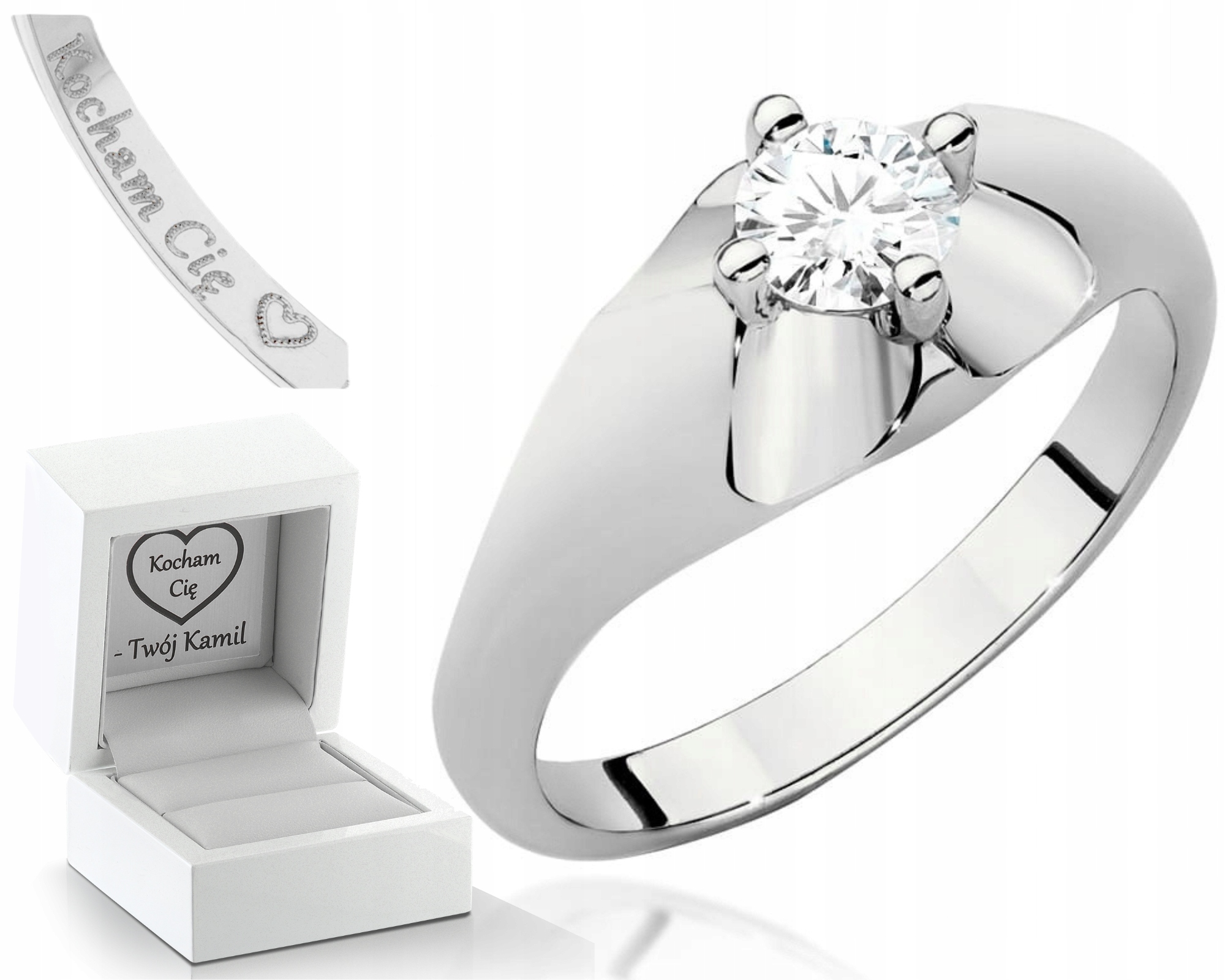 Elegantní Prstýnek 585 Bílé Zlato, Laboratorní Diamant, Dárek