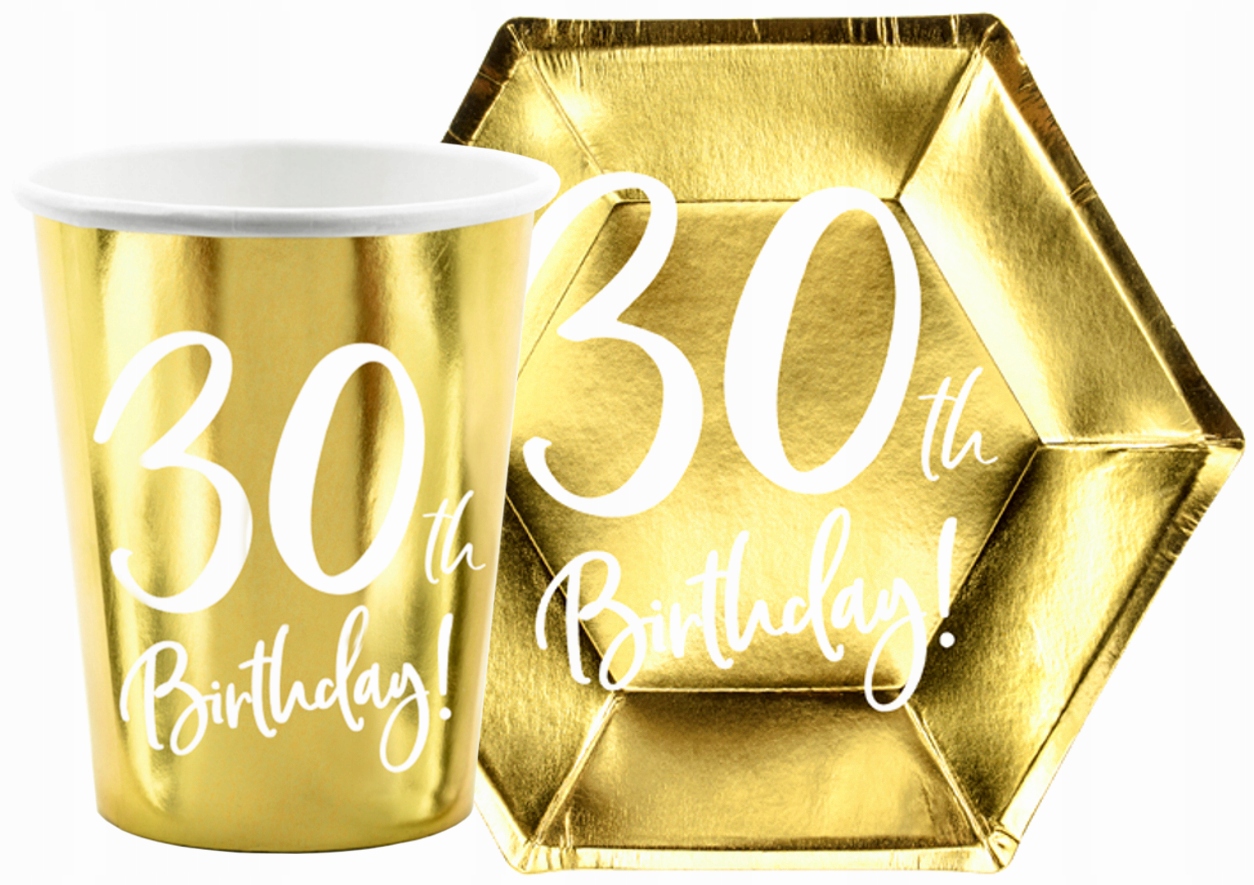 ZESTAW TALERZYKI KUBECZKI JEDNORAZOWE 30 URODZINY