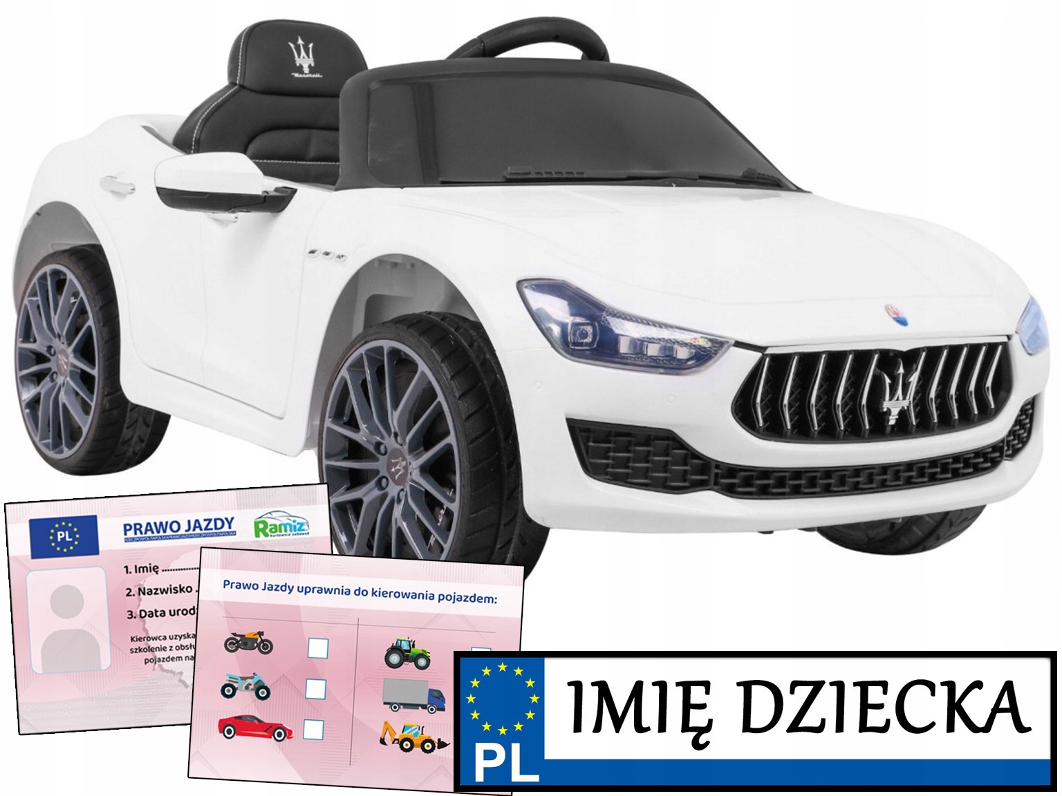 samochód dla dzieci Maserati Ghibli pilot panel Audio tablica imienna