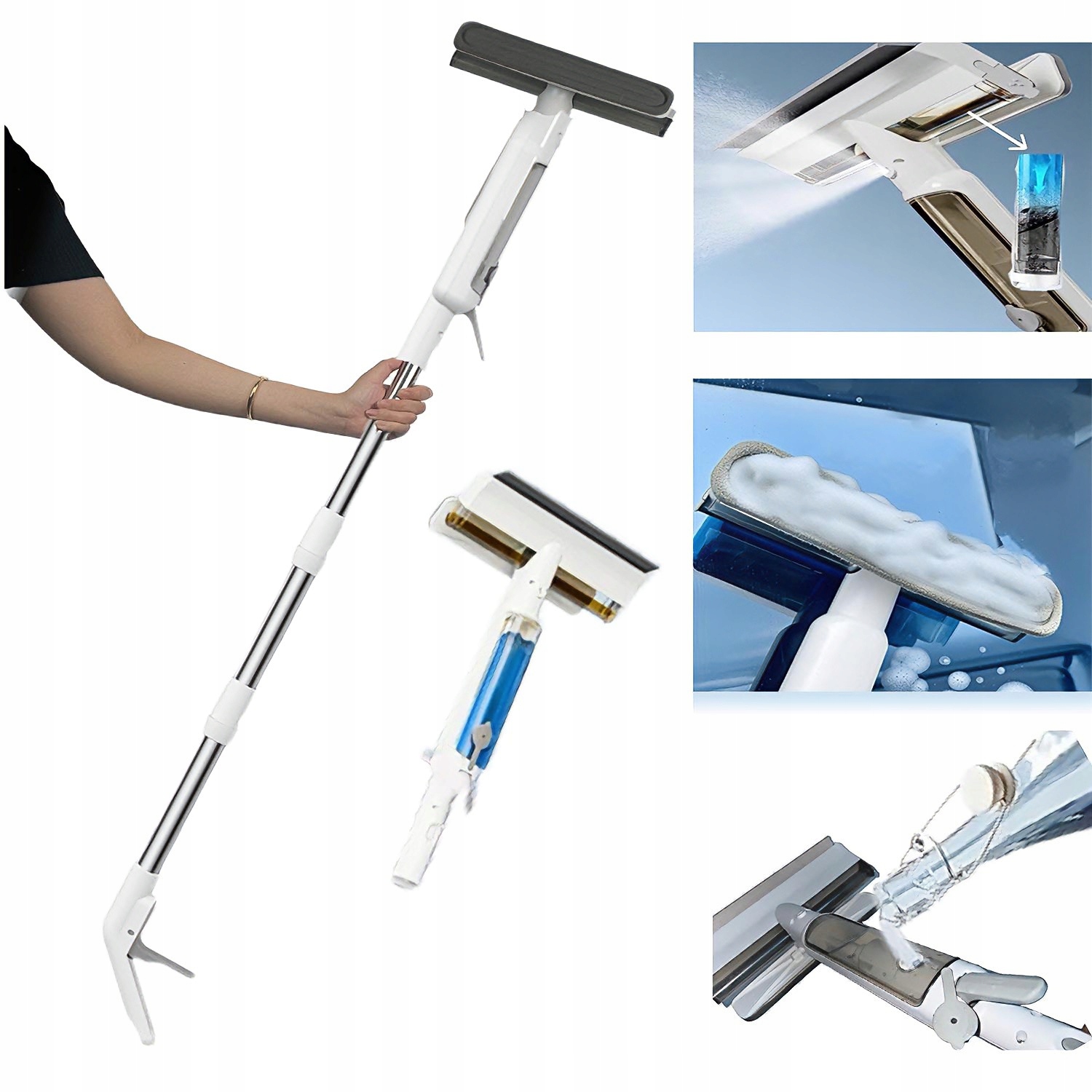 Levně Čistič oken 2 v 1, odnímatelný, lehký, s klíčem na zachycení