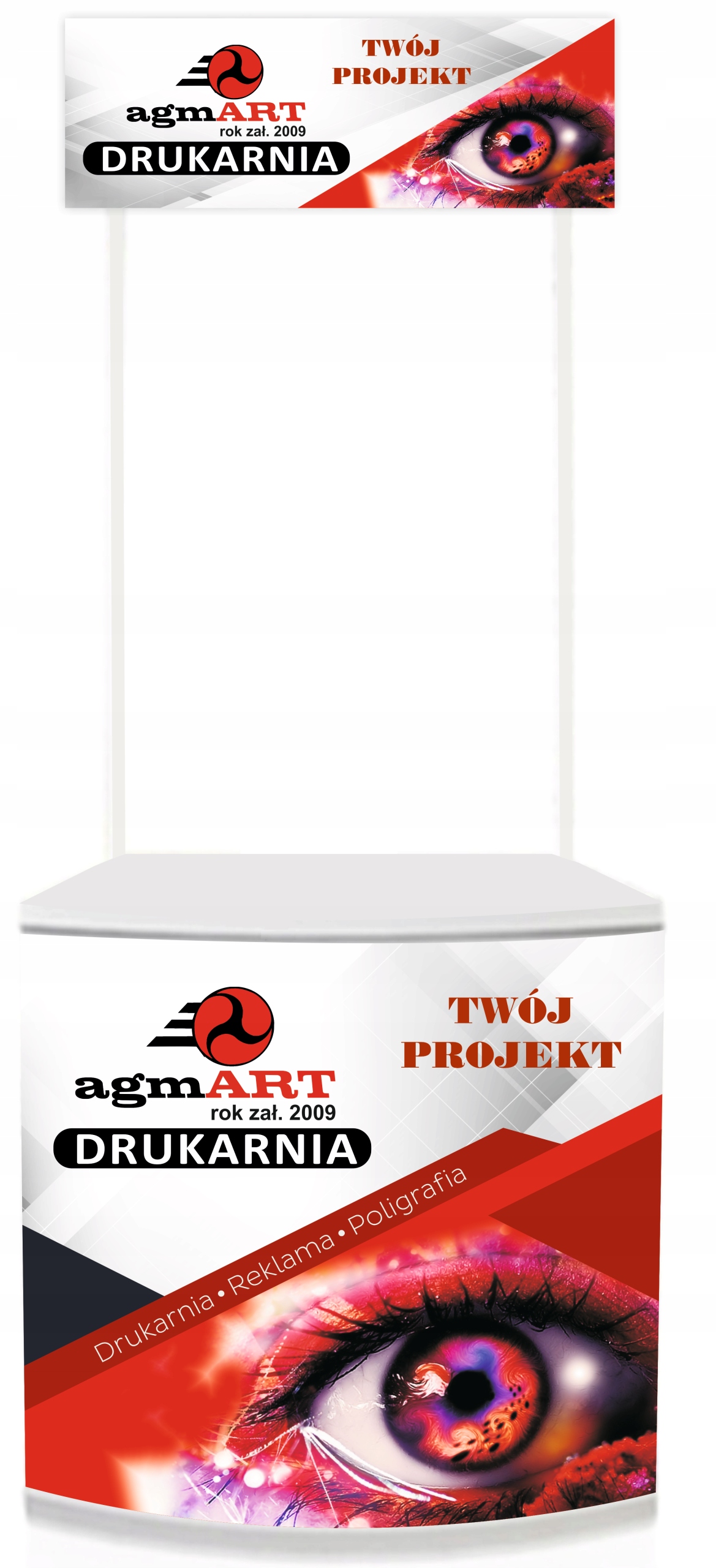 STOISKO DEGUSTACYJNE PROMOCYJNE REKLAMOWE economic Z GRAFIKĄ