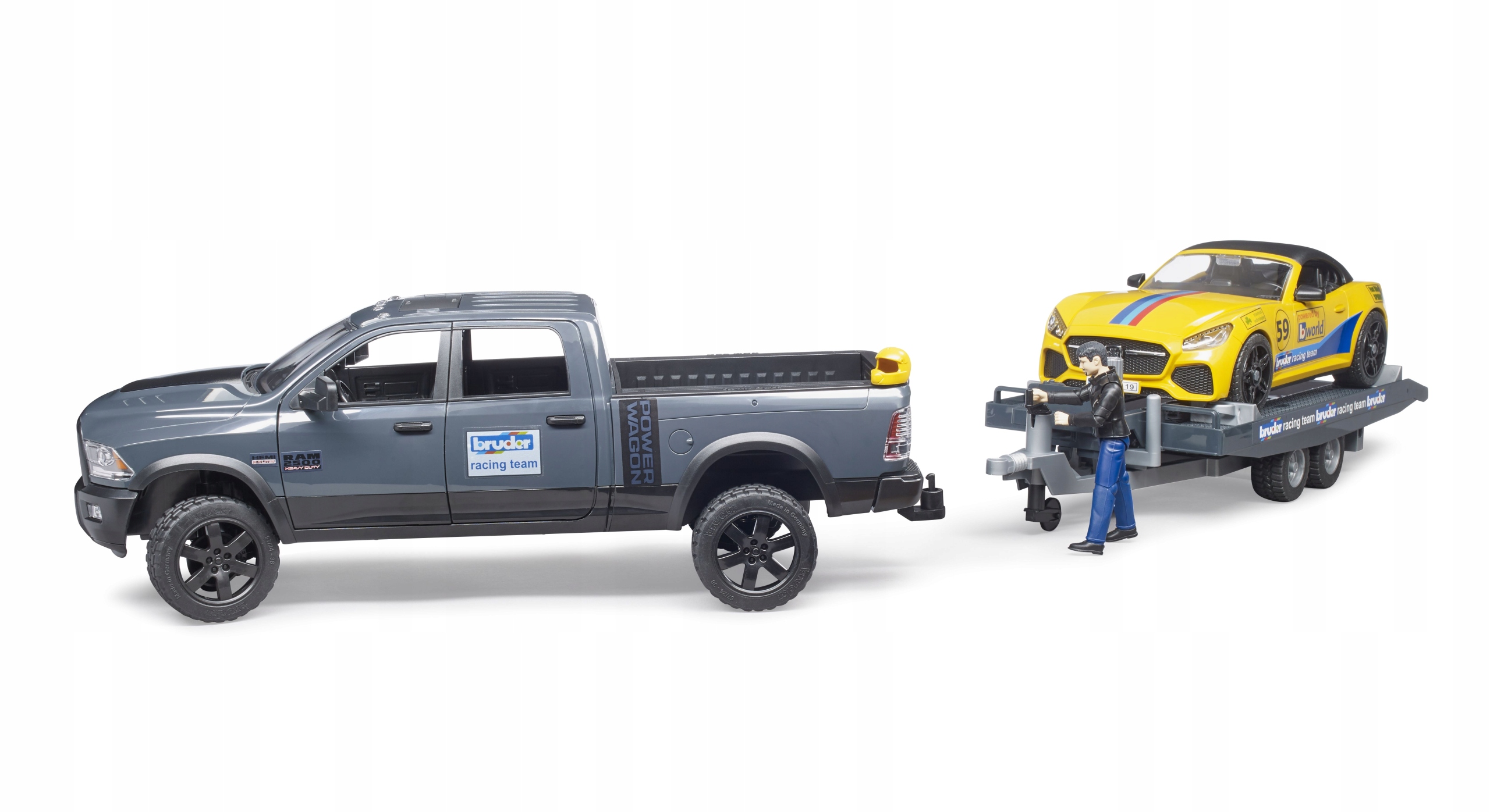 Bruder 02504 Dodge RAM z lawetą i autem Roadster Wiek dziecka 3 lata +