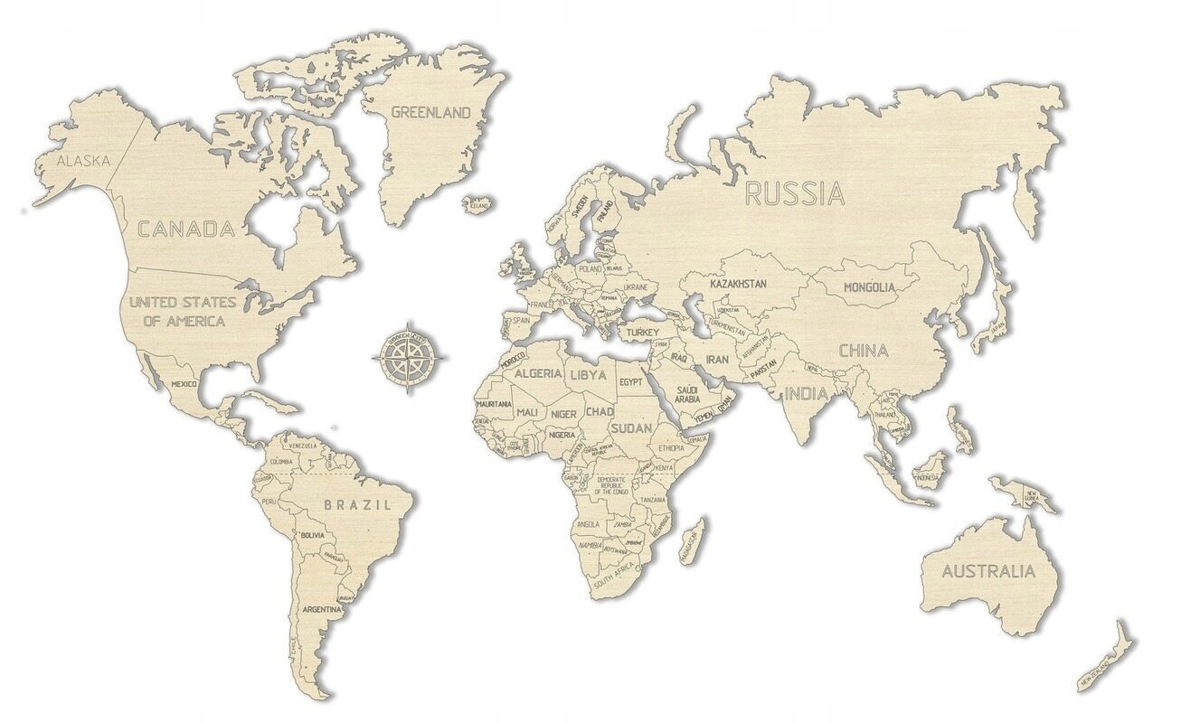

Drewniana Mapa Świata Dekoracja na Ścianę 83 cm