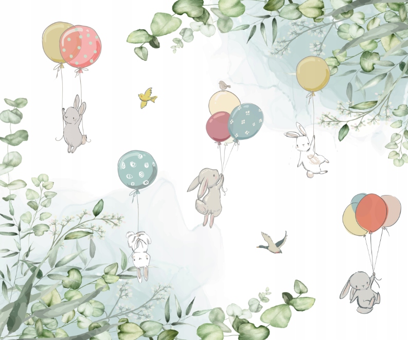 Fototapeta Králíčci a balónky pro děti 300 x 250 cm, flizelina 230 g
