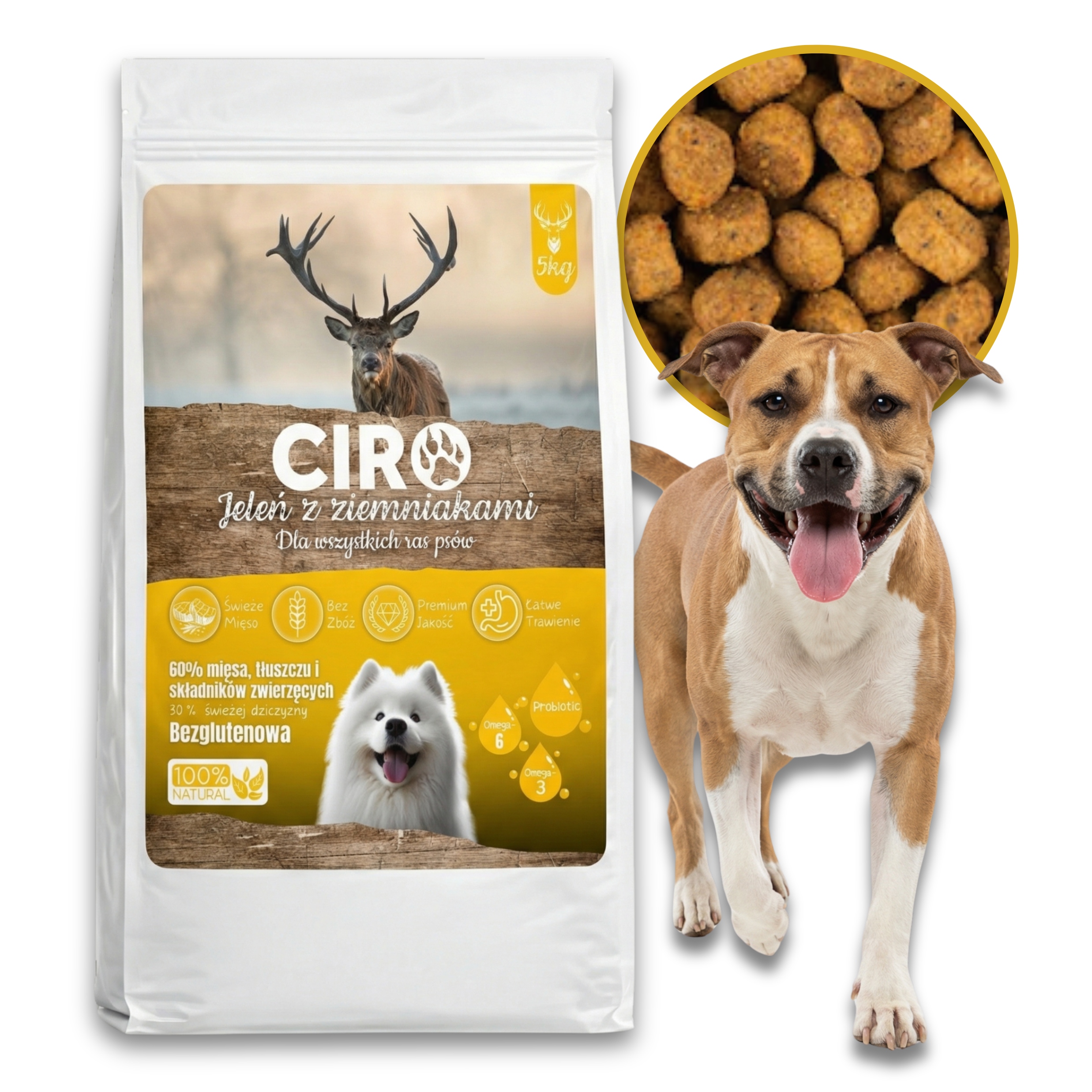 Levně Krmivo Suché Pro Psa Jelen S Bramborami Velká Dospělá Plemena Adult Ciro 5 Kg