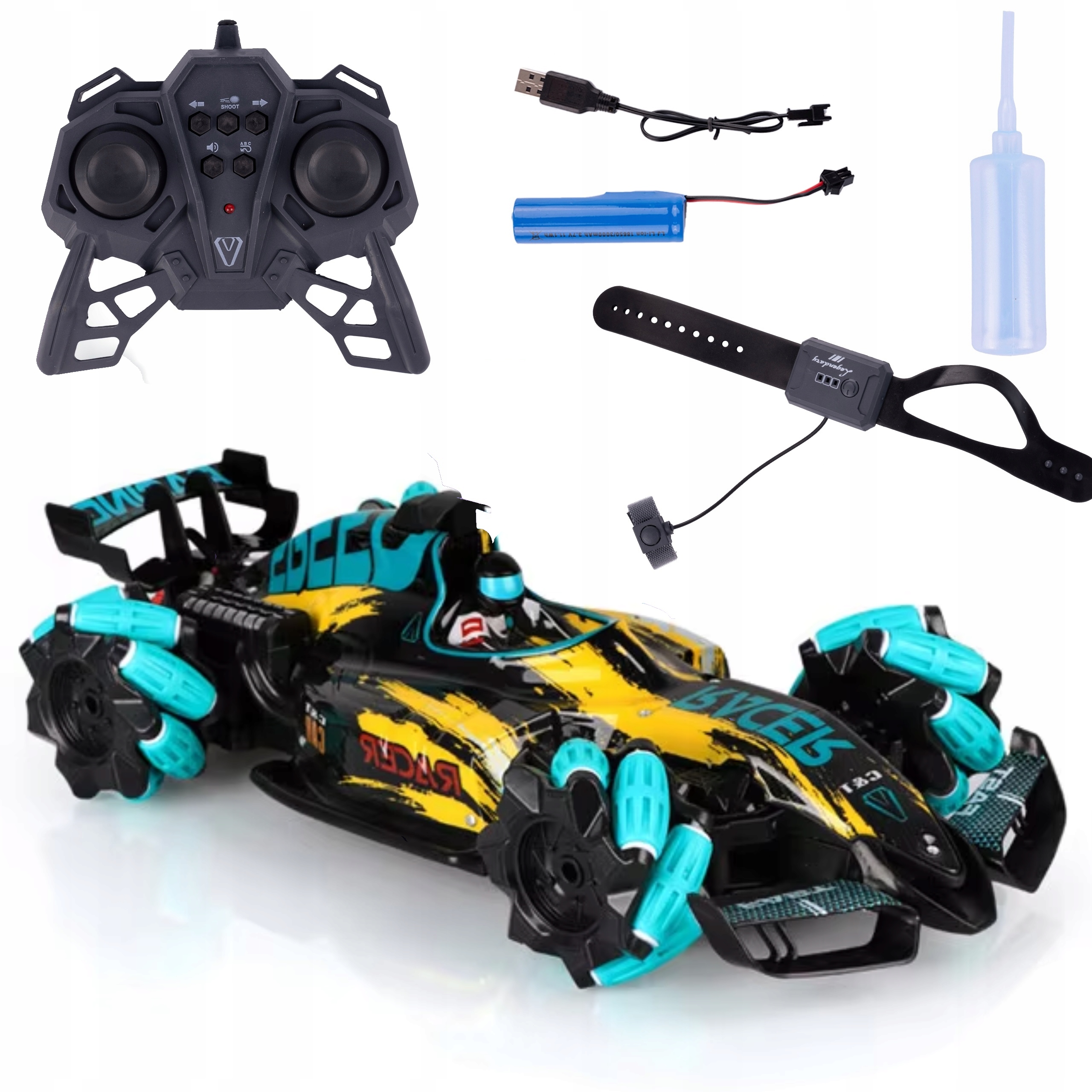 SAMOCHÓD STEROWANY GESTAMI RĘKI DUŻY RACING CAR WYTRZYMAŁY AKUMULATOR PILOT