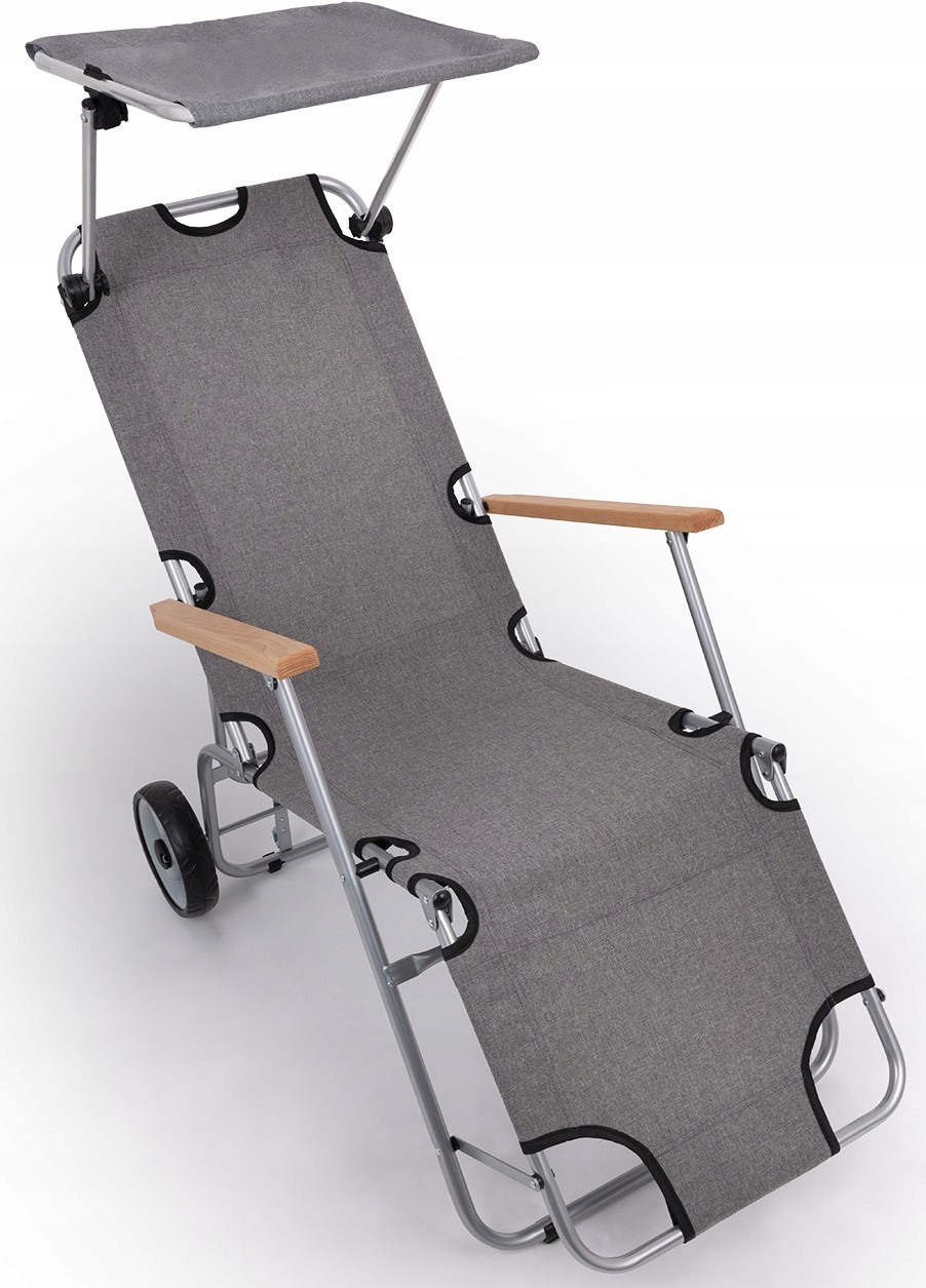 Leżak Na Kółkach Daszek Ogrodowy Plażowy Fotel Składany Tarasowy