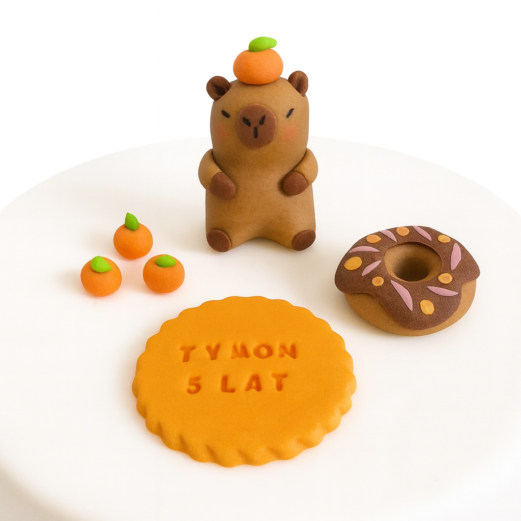 Levně Kapybara cukrová na dort s cedulkou a doplňky, narozeninová sada